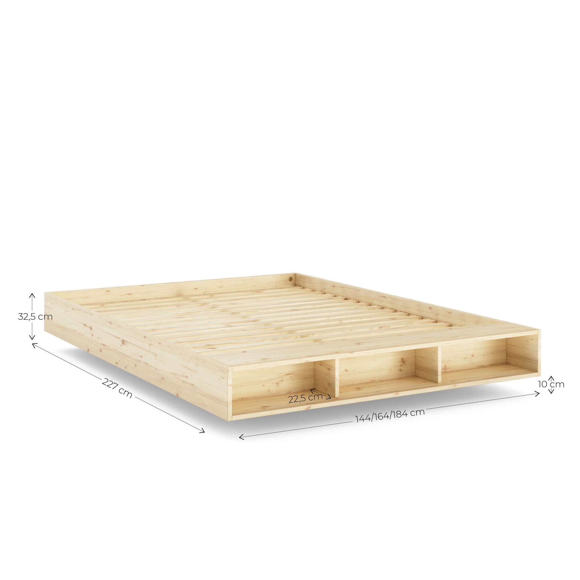 Karup Design Stauraumbett »Merge Bed Bettgestell m. integrierter Bank m. Stauraum, mehrere Größen«, inkl. Lattenrost, excl. Matratze, FSC®-zertifiziertes Massivholz