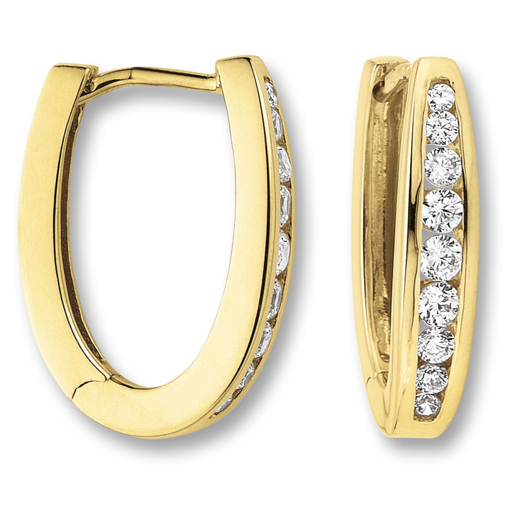 ONE ELEMENT Paar Creolen »Zirkonia Ohrringe Creolen aus 333 Gelbgold«, Damen Gold Schmuck
