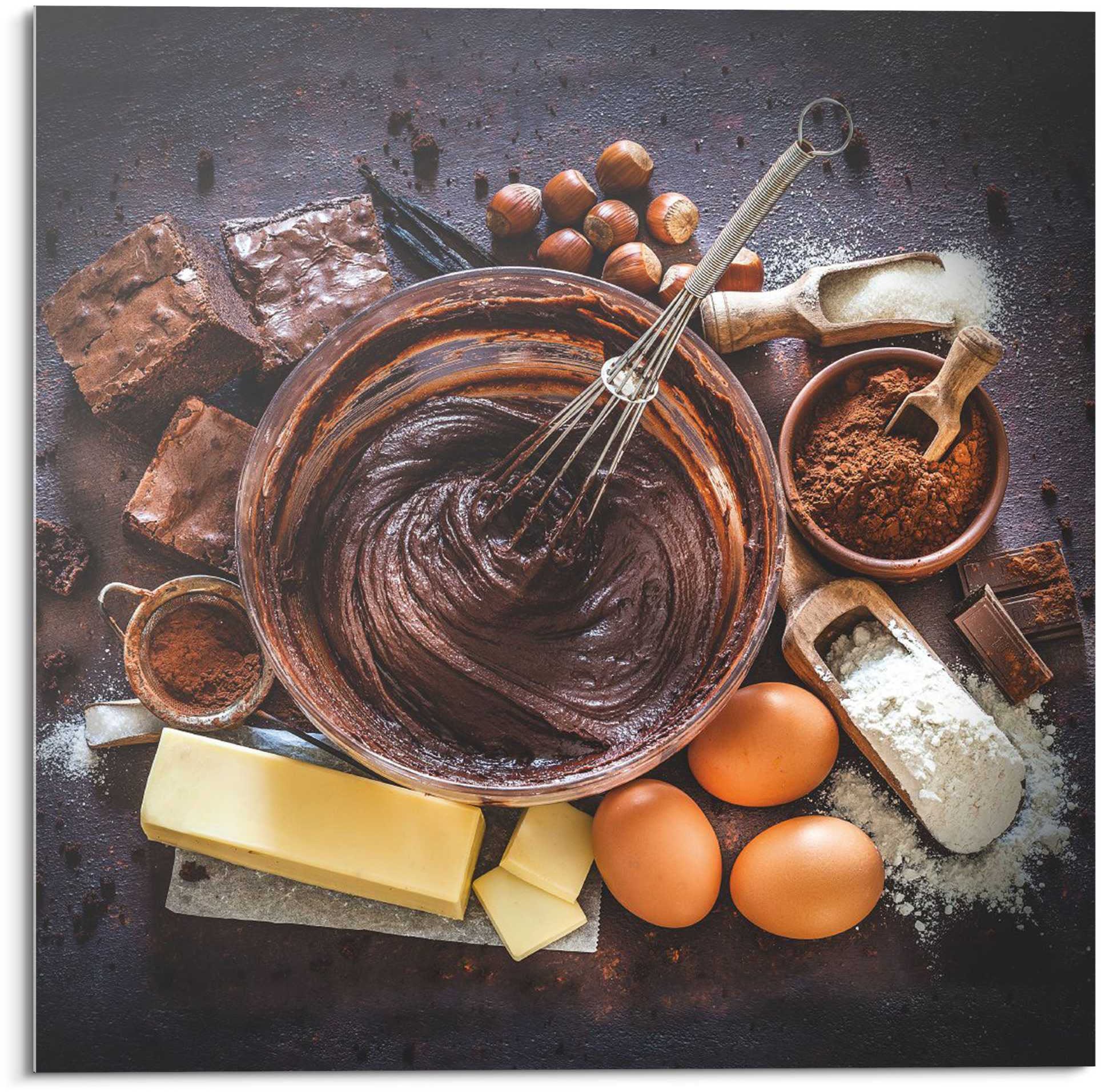 Reinders! Glasbild »Glasbild Schoko Küche, Brownies St.) Cacao Rezept kaufen - - Hazelnus«, | BAUR Schokolade (1 