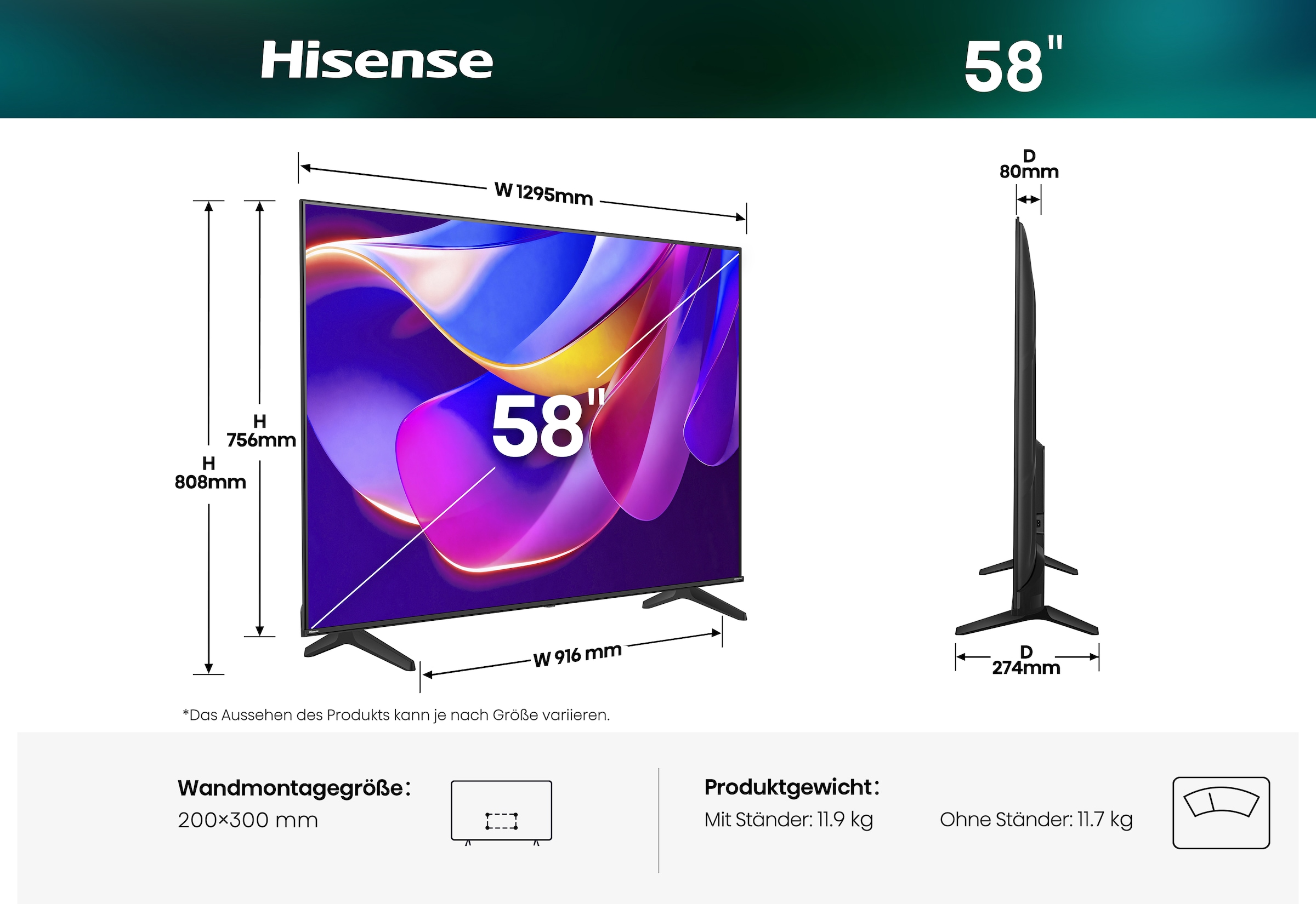 Hisense DLED-Fernseher »58E6DS« 146 cm/58 ″ Smart-TV