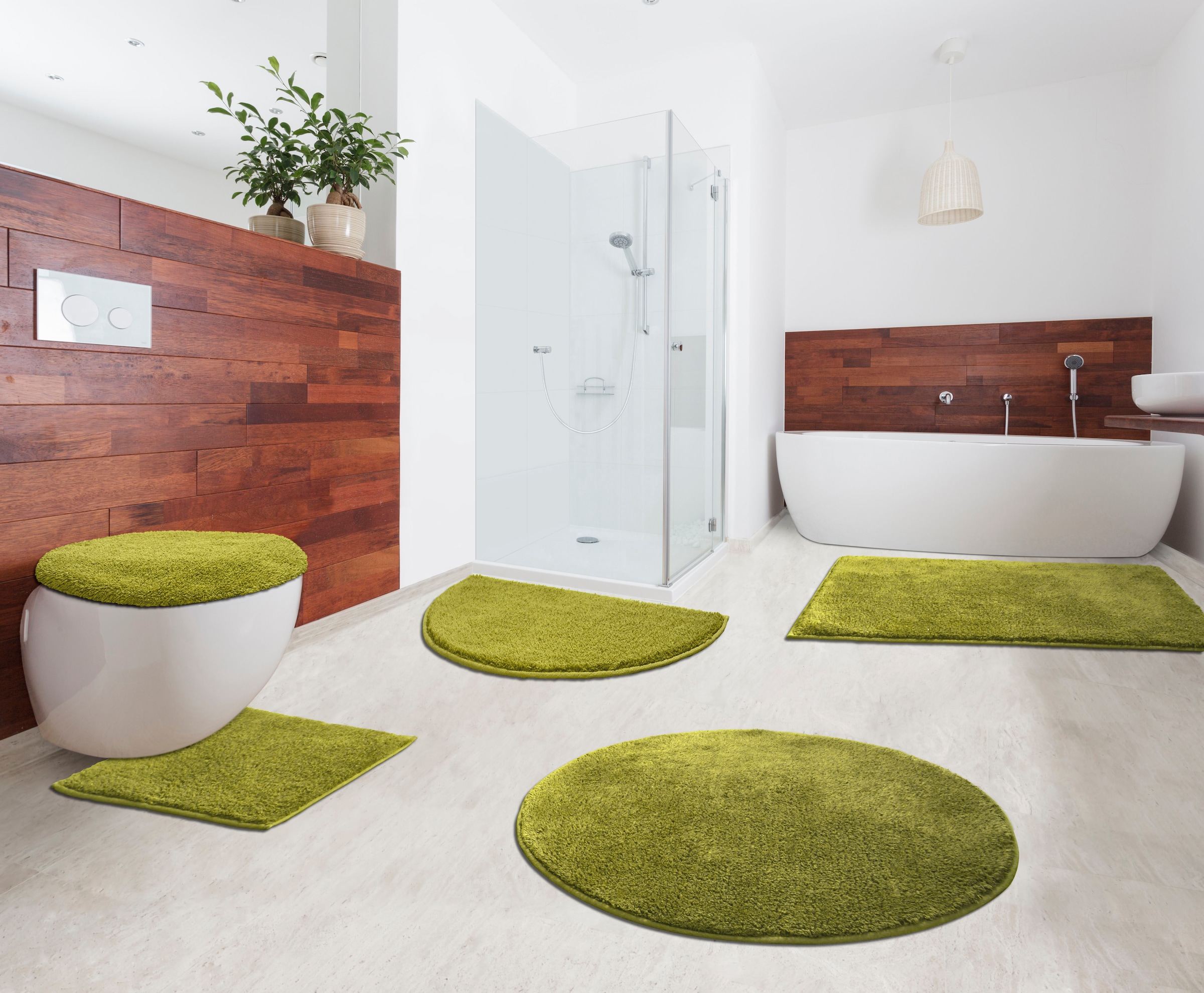 my home Badematte »Maren, Badvorleger, Badezimmer Teppich«, rutschhemmend beschichtet, fußbodenheizungsgeeignet, Bio-Baumwolle, Badteppich, Badematten auch als 3 teiliges Set