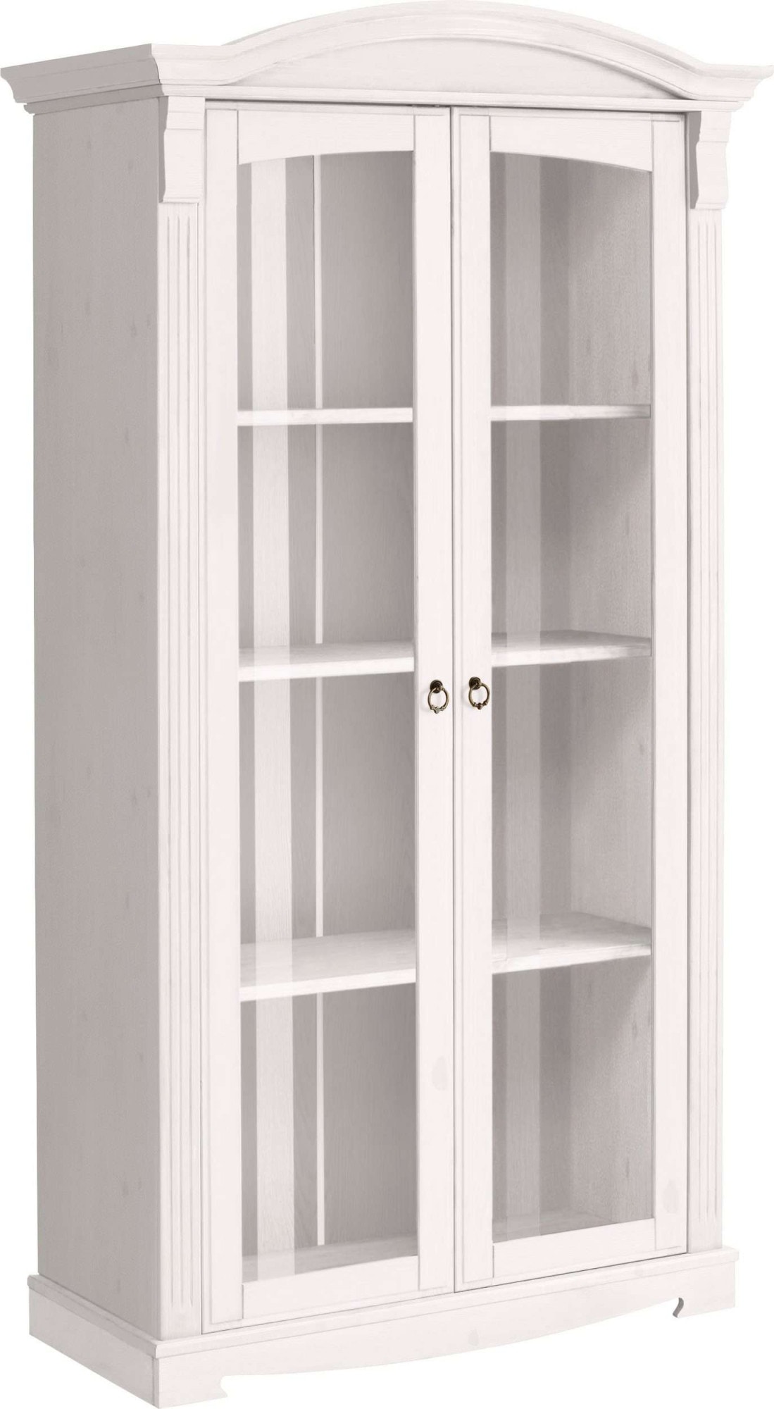 Vitrine OTTO HOME, B:97cm H:188cm T:46cm, weiß, Massivholz, Schränke, "Anna", mit Glastüren, Höhe 188 cm, Massivholz, mit Zierfräsungen, FSC