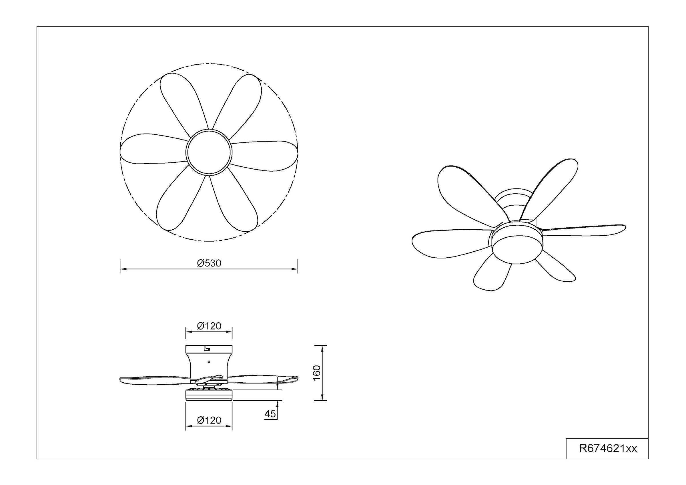 REALITY Leuchten LED Deckenleuchte »LUND mit Ventilator, Deckenventilator mit Licht inkl Fernbedienung«, 1 flammig, Leuchtmittel LED-Board | LED fest integriert, 3 Geschwindigkeiten Timer Vor- & Rücklauf LED dimmbar CCT Nachtlicht
