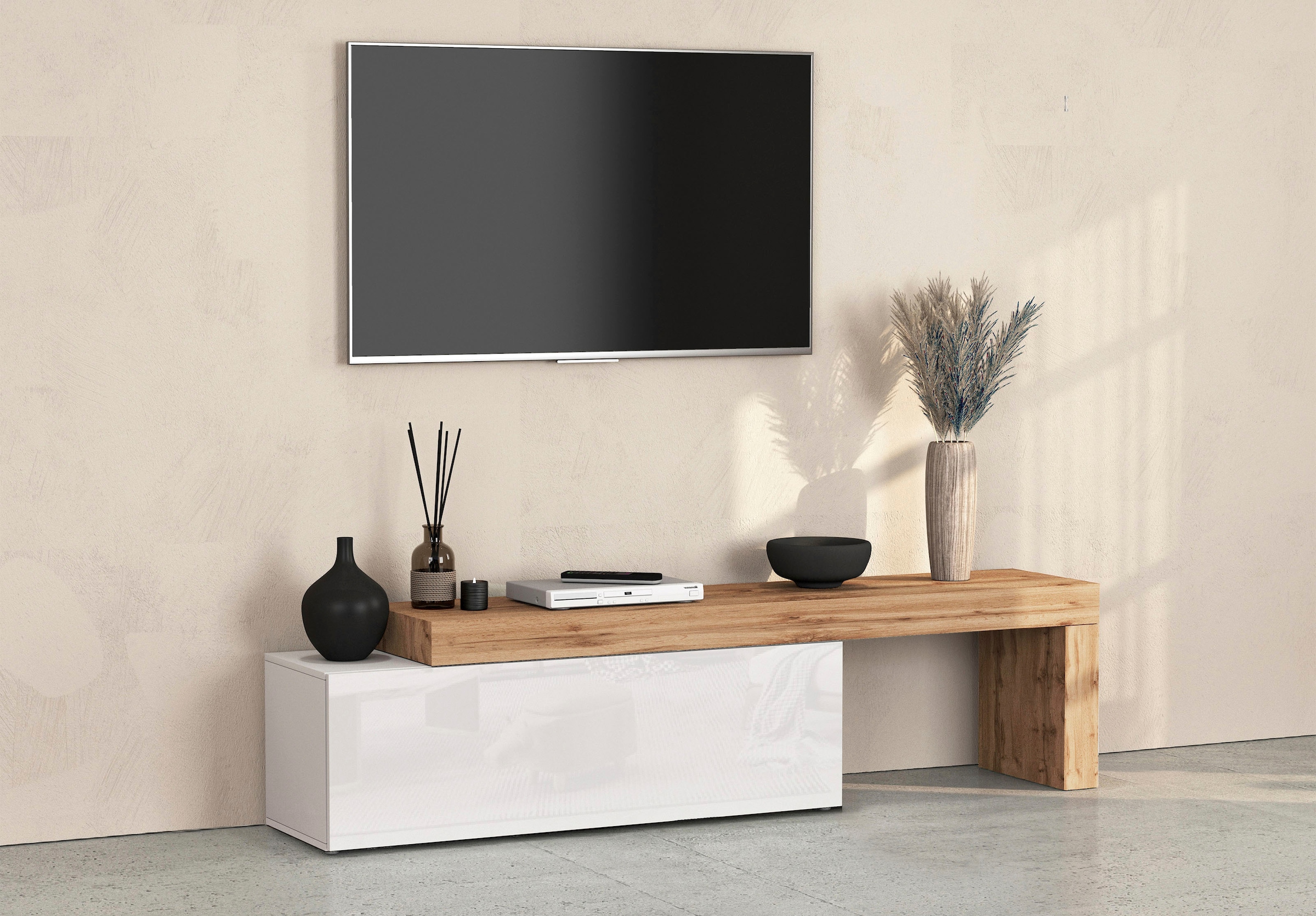 OTTO home Lowboard "Chronos TV-Board, T-Schrank" Breite verstellbar von 180 günstig online kaufen