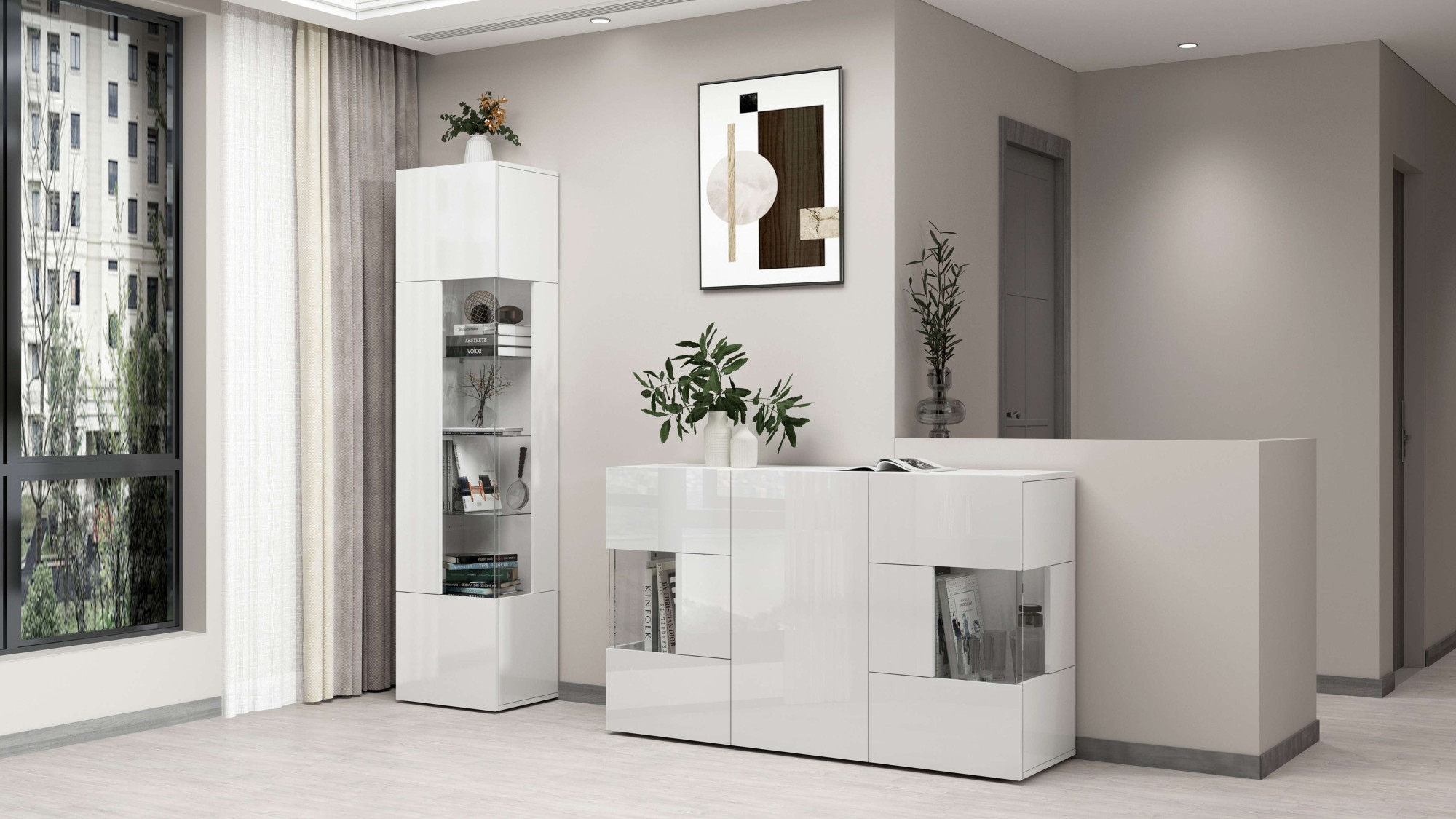 INOSIGN Vitrine »Egypt«, komplett hochglanz lackiert, 1 Glastür mit 3 Glasböden