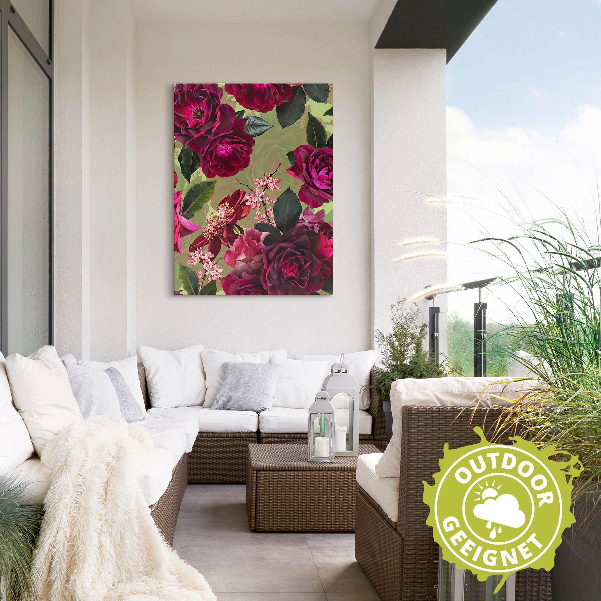 Artland Wandbild »Dunkle Rosen auf Grün«, Blumenbilder, (1 St.), als Alubild, Outdoorbild, Leinwandbild, Poster, Wandaufkleber