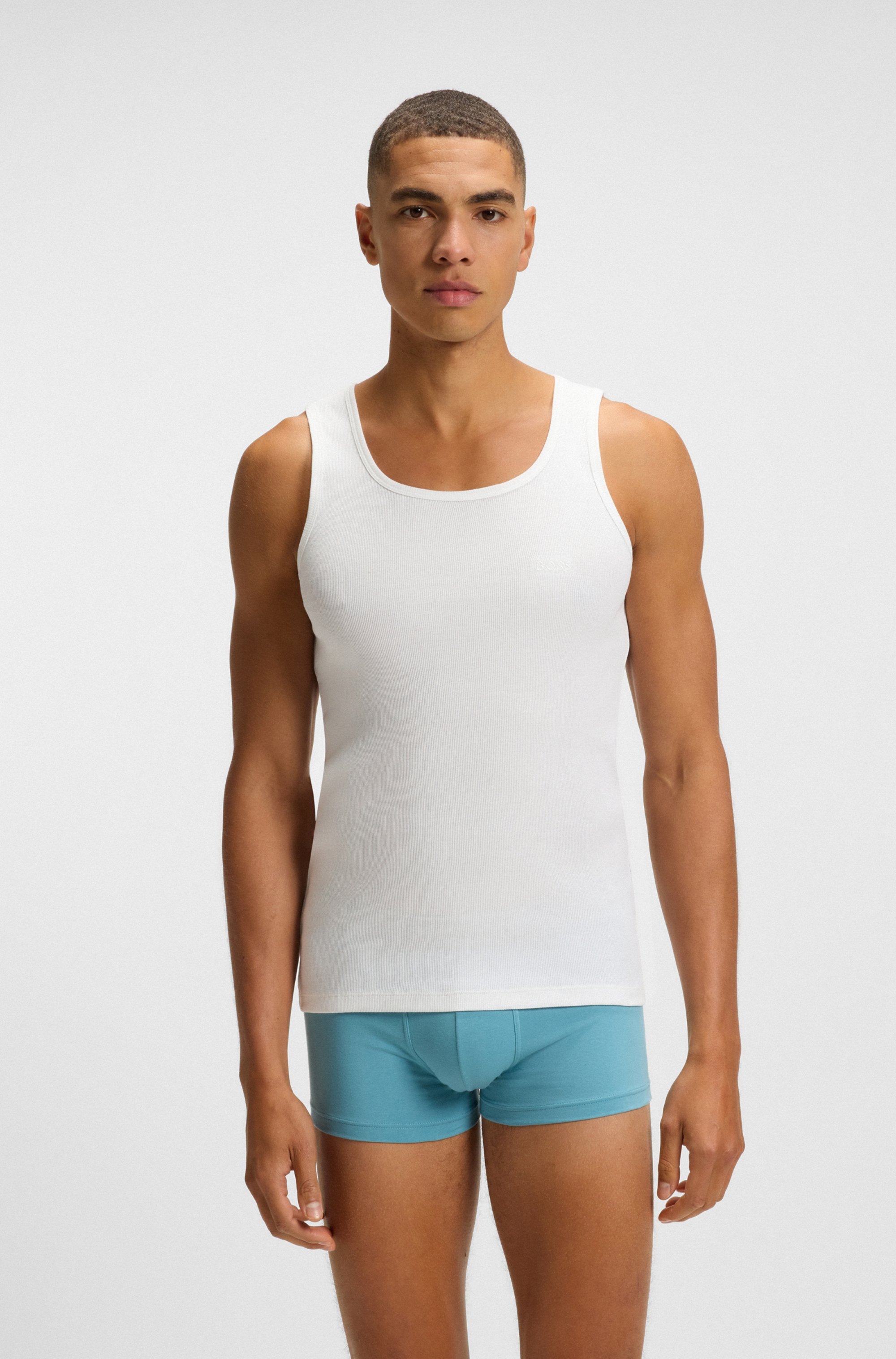 BOSS Tanktop "3P RibClassic BOSS ONE x David Beckham", Ton in Ton Stickerei günstig online kaufen