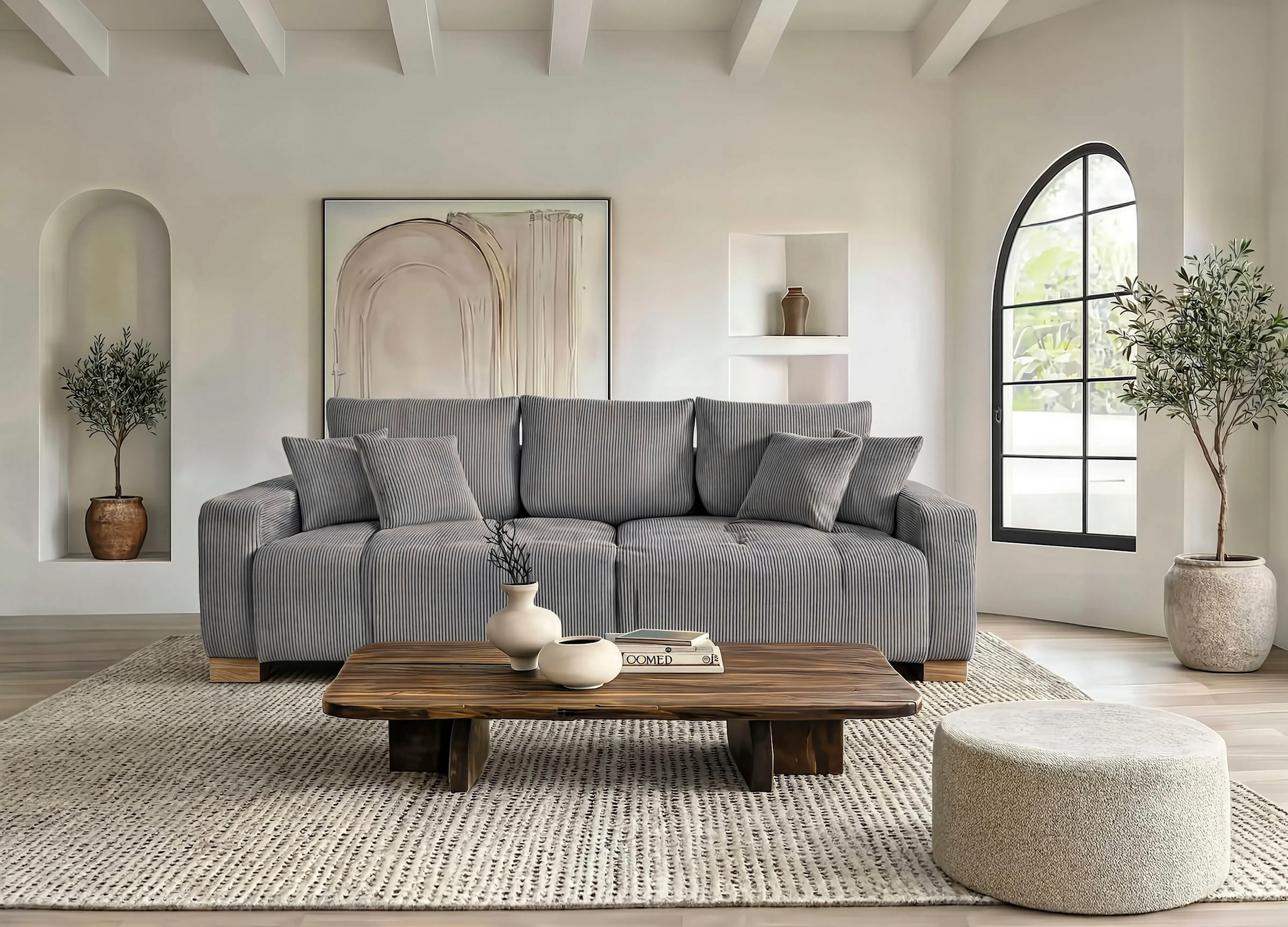 WERK2 Big-Sofa »Rimini 240 cm breit Cord XXL Couch mit großer Sitztiefe, 4-Sitzer« Megasofa mit 4 Sitzplätzen, losen Rückenkissen & Zierkissen