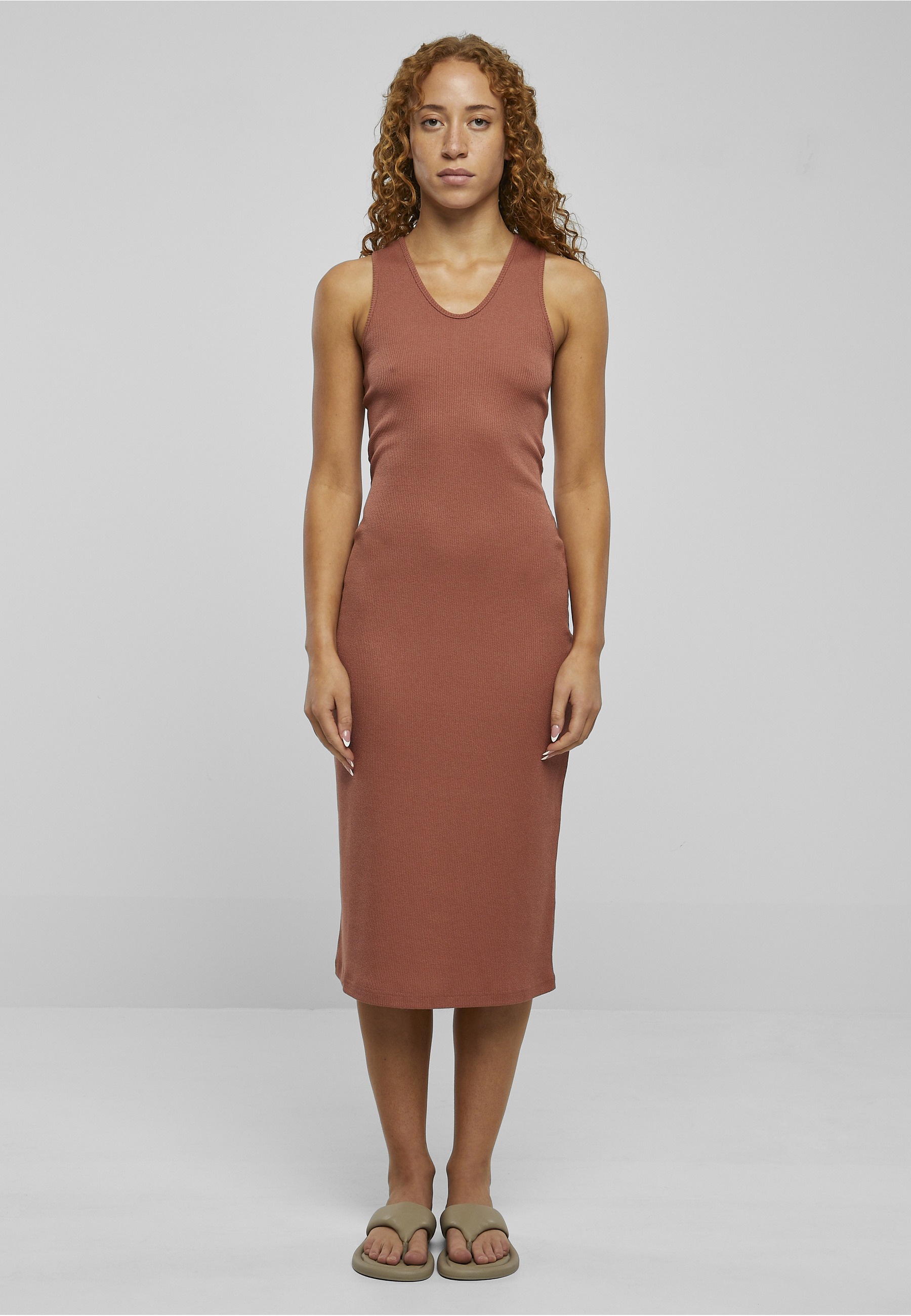 URBAN CLASSICS A-Linien-Kleid »Urban Classics Damen Ladies Midi Sleeveless Rib Dress« 1 Stk. tlg.