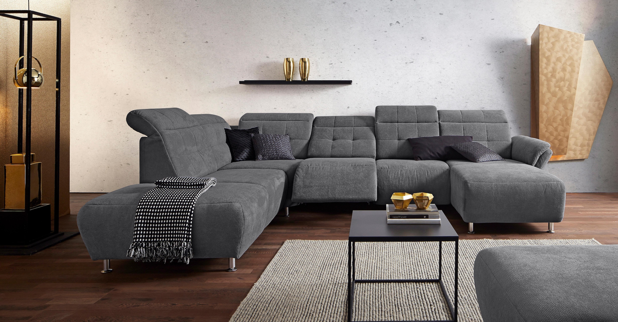 Home affaire Wohnlandschaft "Manhattan U-Form" 2 Sitze mit elektrischer Rel günstig online kaufen