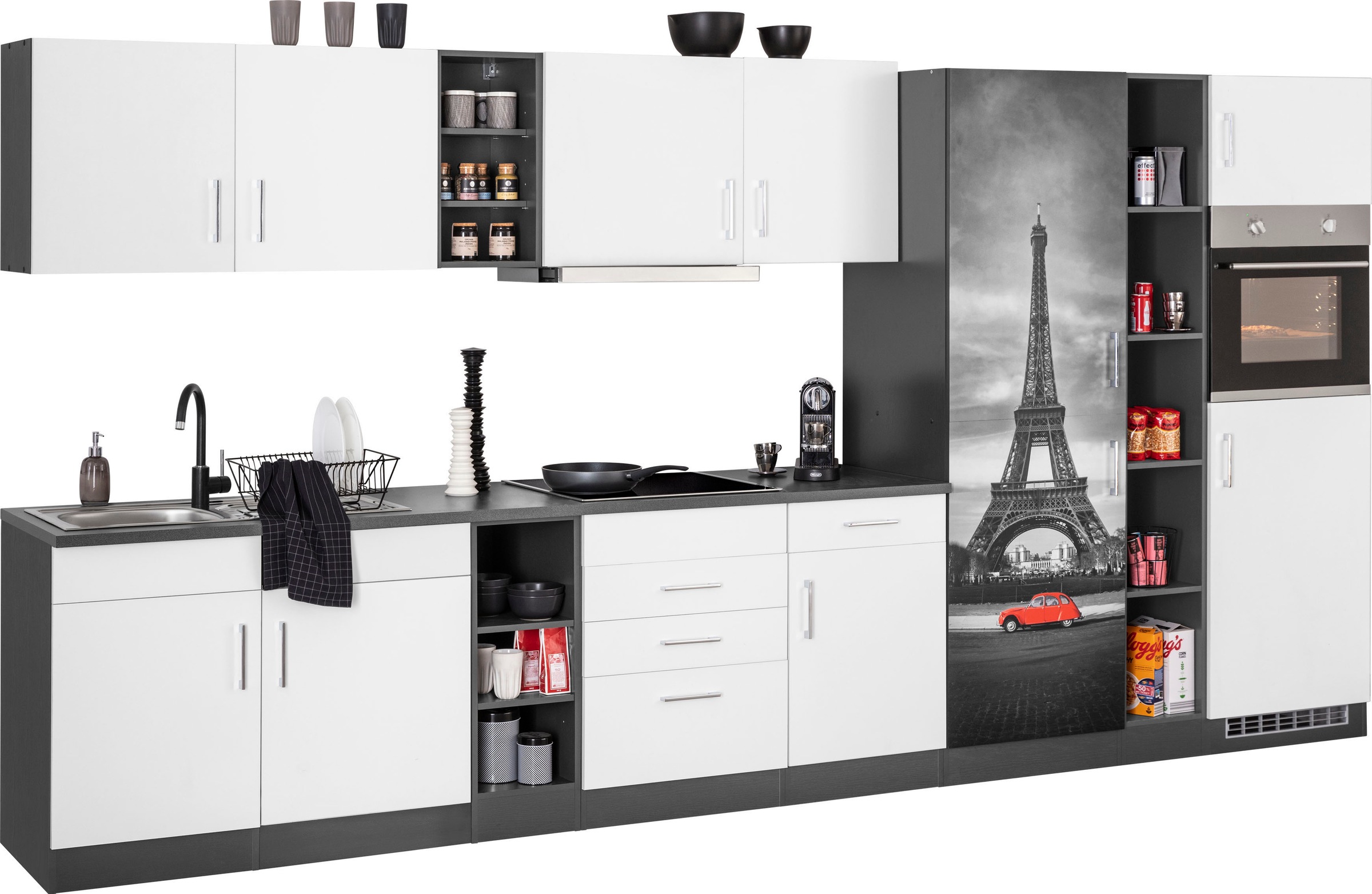 KOCHSTATION Küchenzeile »KS-Paris«, mit E-Geräten, Breite 390 cm