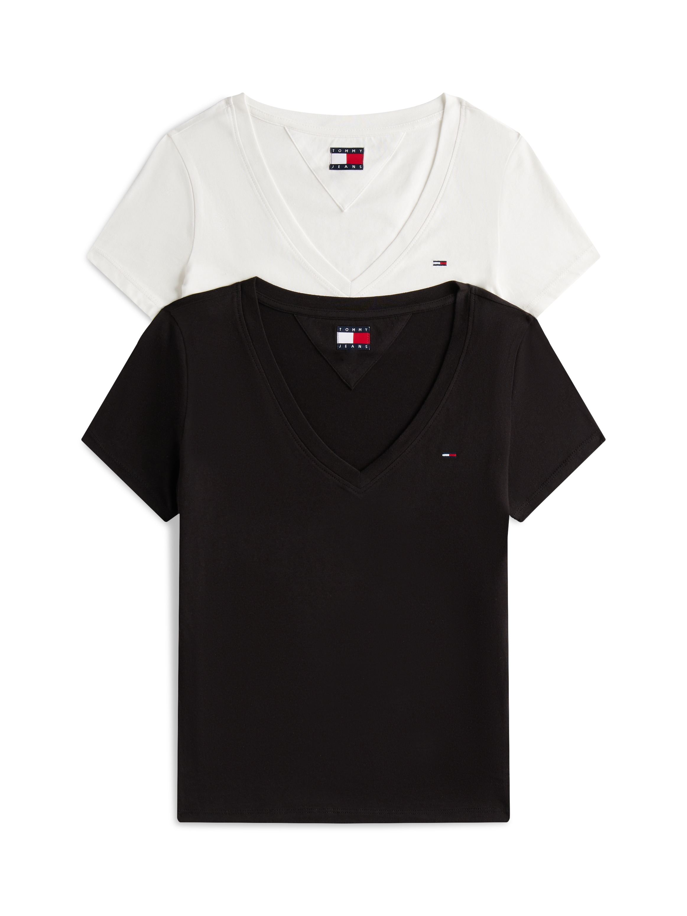 Tommy Jeans T-Shirt "TJW 2PACK V-NECK TEE", 2 Stk. mit Logostickerei günstig online kaufen