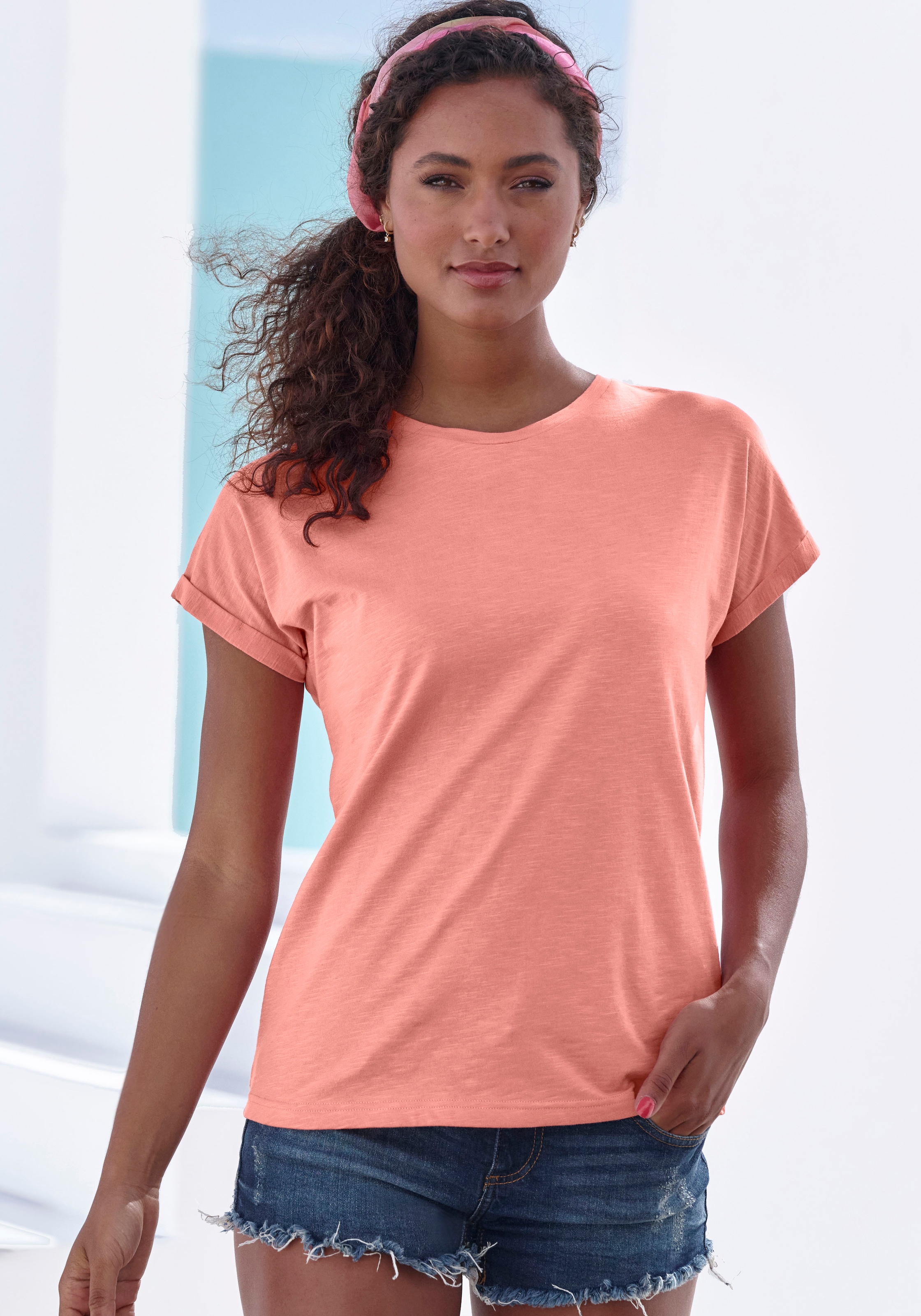 Vivance T-Shirt »mit modischem Frontprint«, (2er-Pack), aus weicher Baumwoll-Qualität