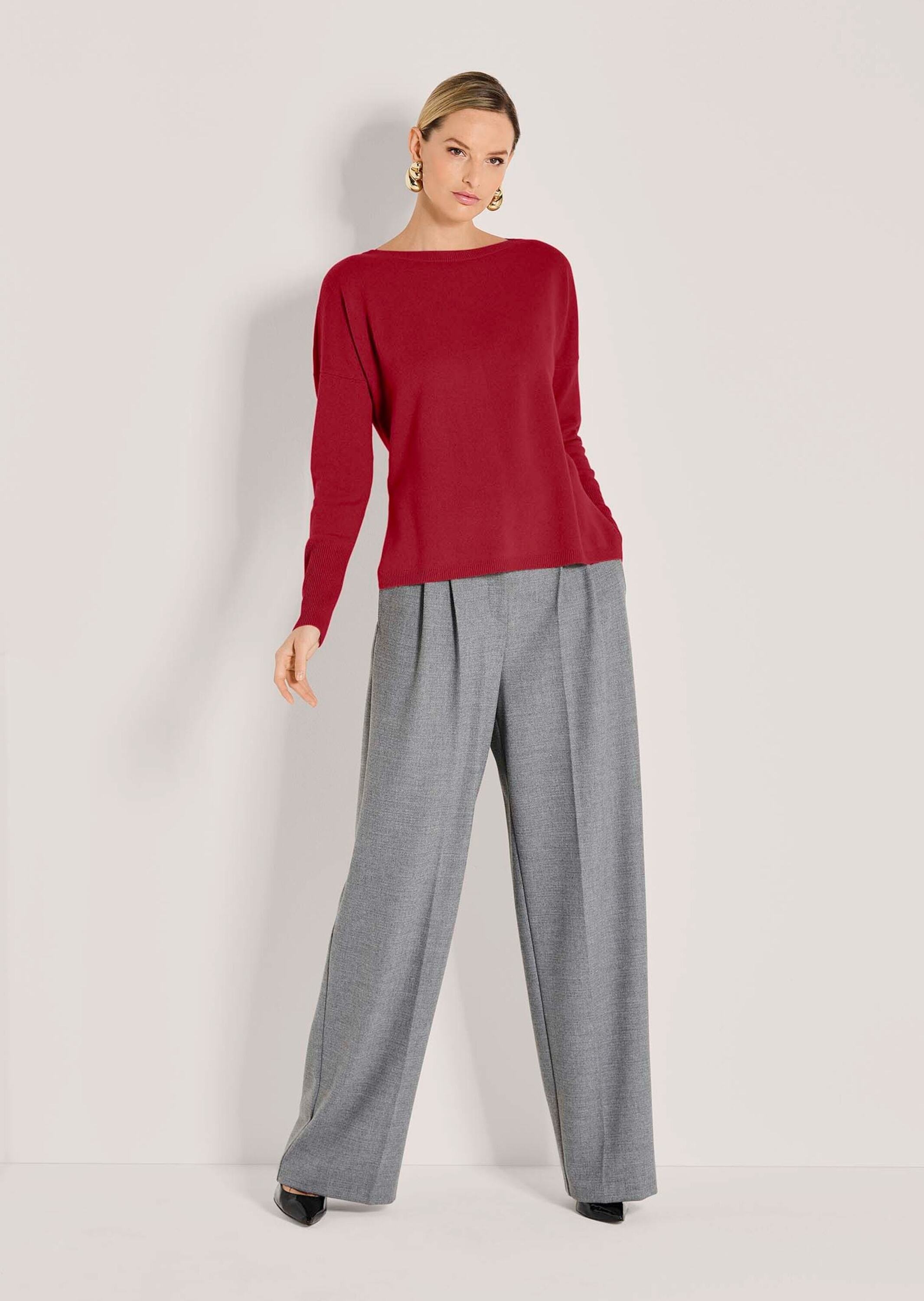 MADELEINE Longpullover "Kaschmirpullover Schlichter Strickpullover mit U-Bo günstig online kaufen