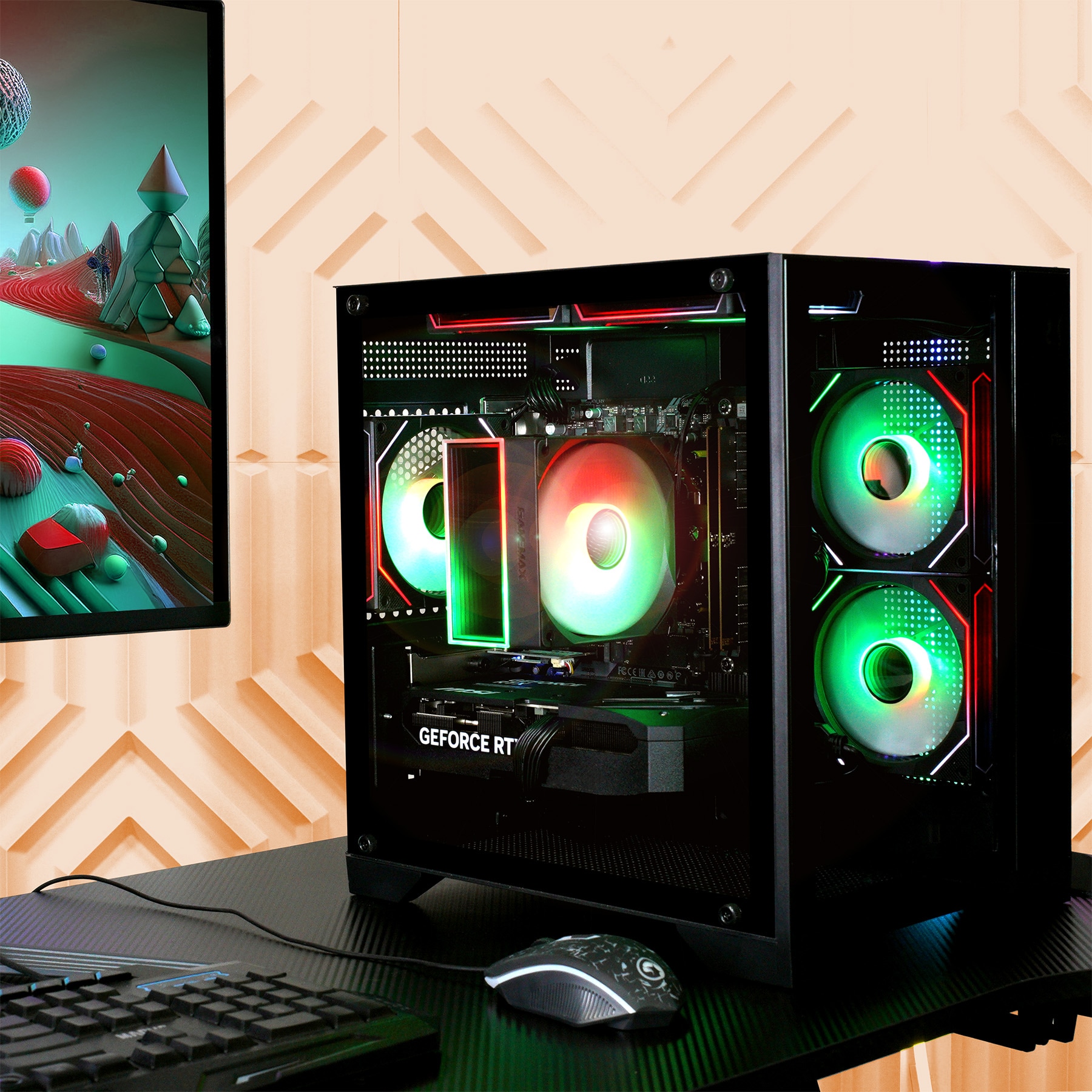 GAMEMAX PC-Komplettsystem »GigaDeal Gaming-PC-Set Infinity Mini BK«, Windows 11 + Gigabyte GS32QC LED-Monitor Curved, 80 cm (32")