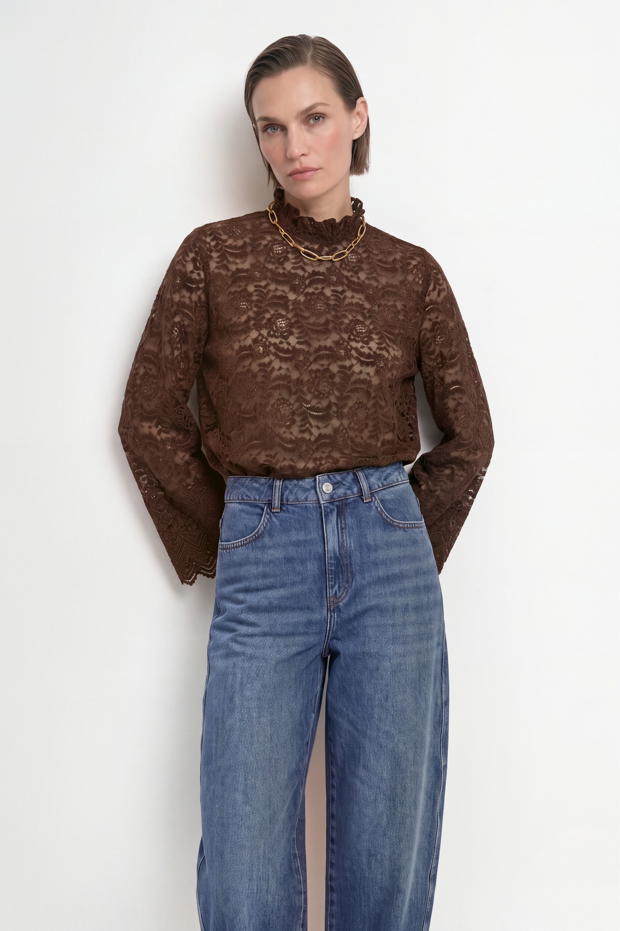 RICHROYAL Spitzenbluse Regular fit mit Spitzenkante