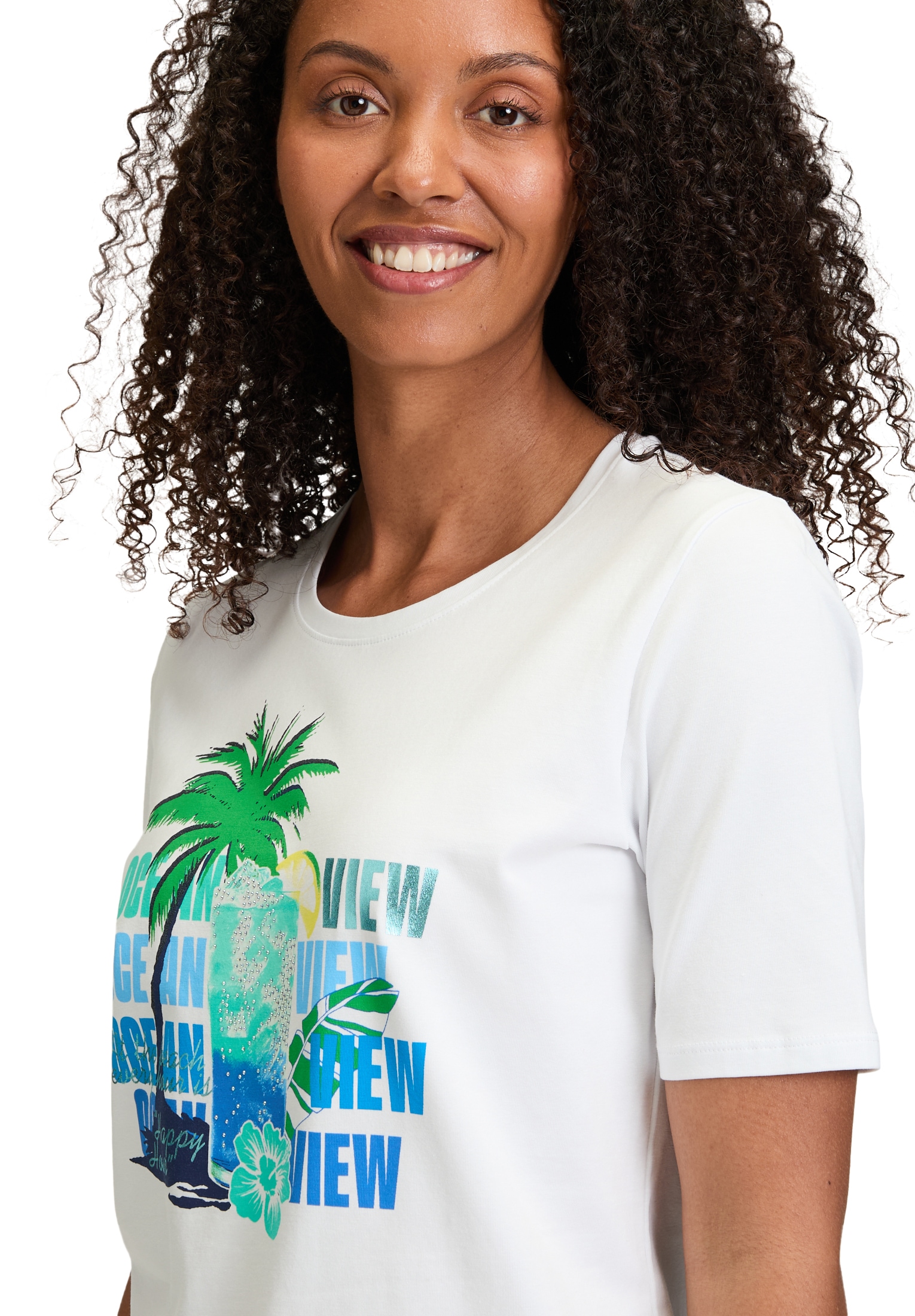 Betty Barclay Kurzarmshirt »Betty Barclay Basic Shirt mit Aufdruck«, (1 tlg.), Glitzersteine