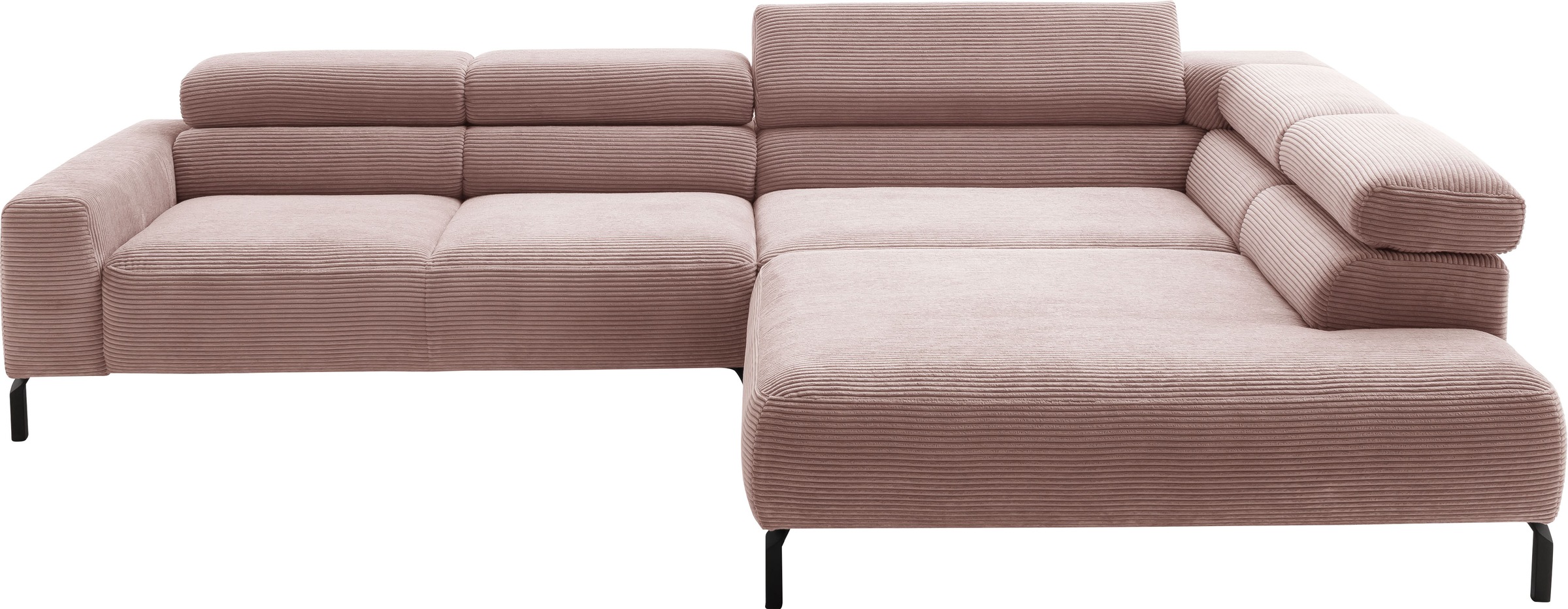 Places of Style Ecksofa »Antonelli, L-Form, inkl. Kopfteilverstellung, Breite 312 cm«, mit elektrischer Sitztiefenverstellung, in Cord, rosé
