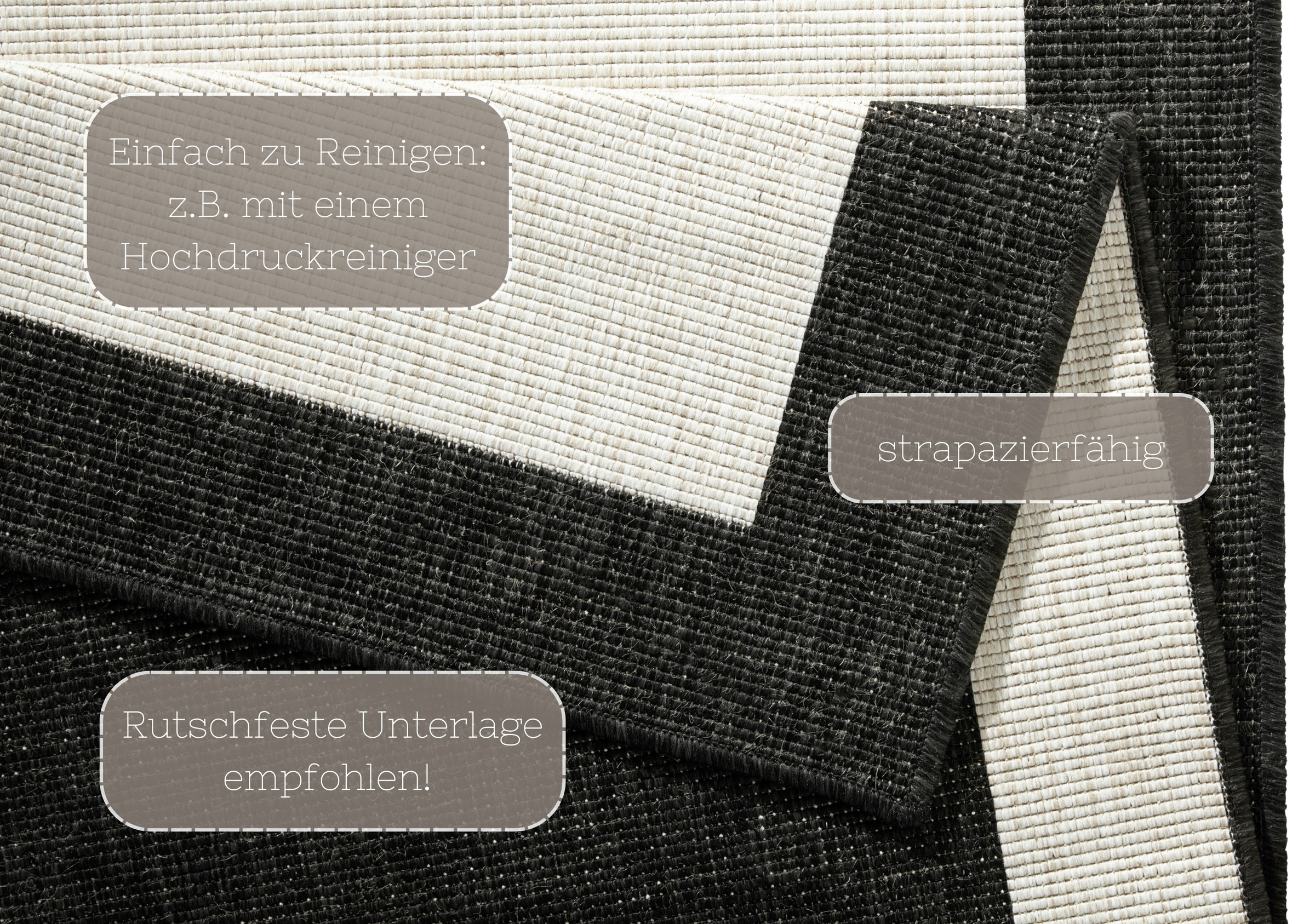 Teppich HANSE HOME "Panama Wendeteppich" Gr. 6, schwarz, B:200cm H:5mm L:290cm, Kunstfaser, Teppiche, Teppich, In-& Outdoor, Wetterfest, Balkon, Läufer, Wohnzimmer, Wasserfest 3