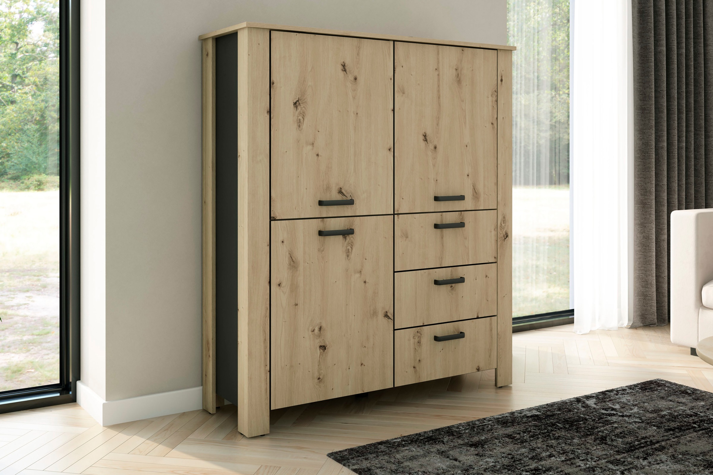 byLIVING Vitrine "Highboard Faro" 1 Stk. tlg. 3 Türen und 3 Schubkästen für günstig online kaufen