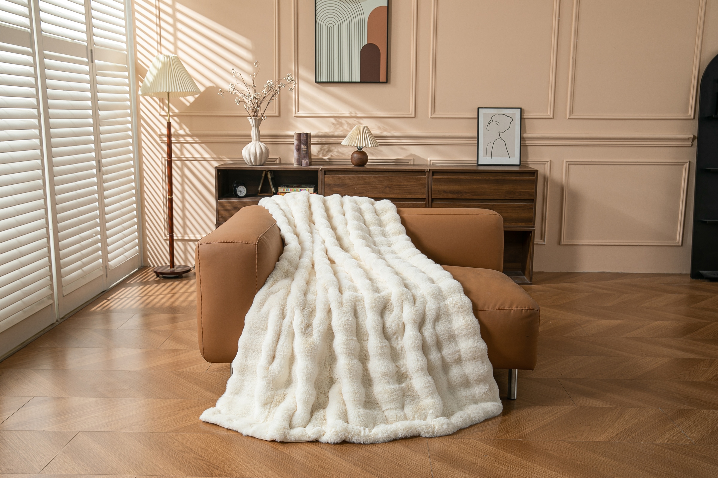 OTTO home Wohndecke »Briee Premium« Decke mit Fell-Optik, bubble, unifarben, hochwertige Qualität 550g/m²