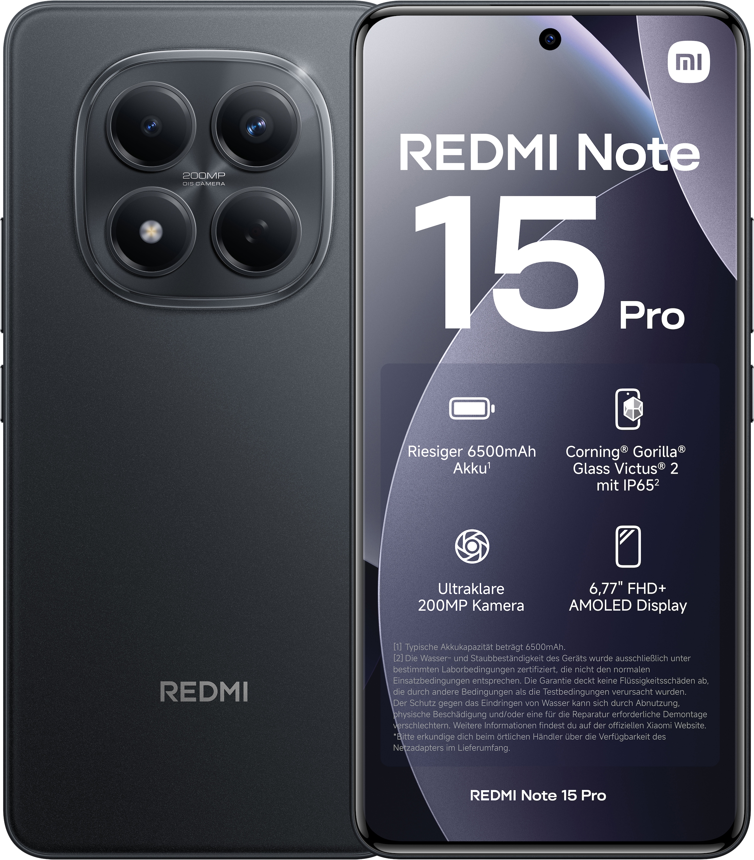 XIAOMI Smartphone "Redmi Note 15 Pro 8+256", Energieeffizienz: B (A-G), schwarz, 256 GB, Mobiltelefone - Bild 2