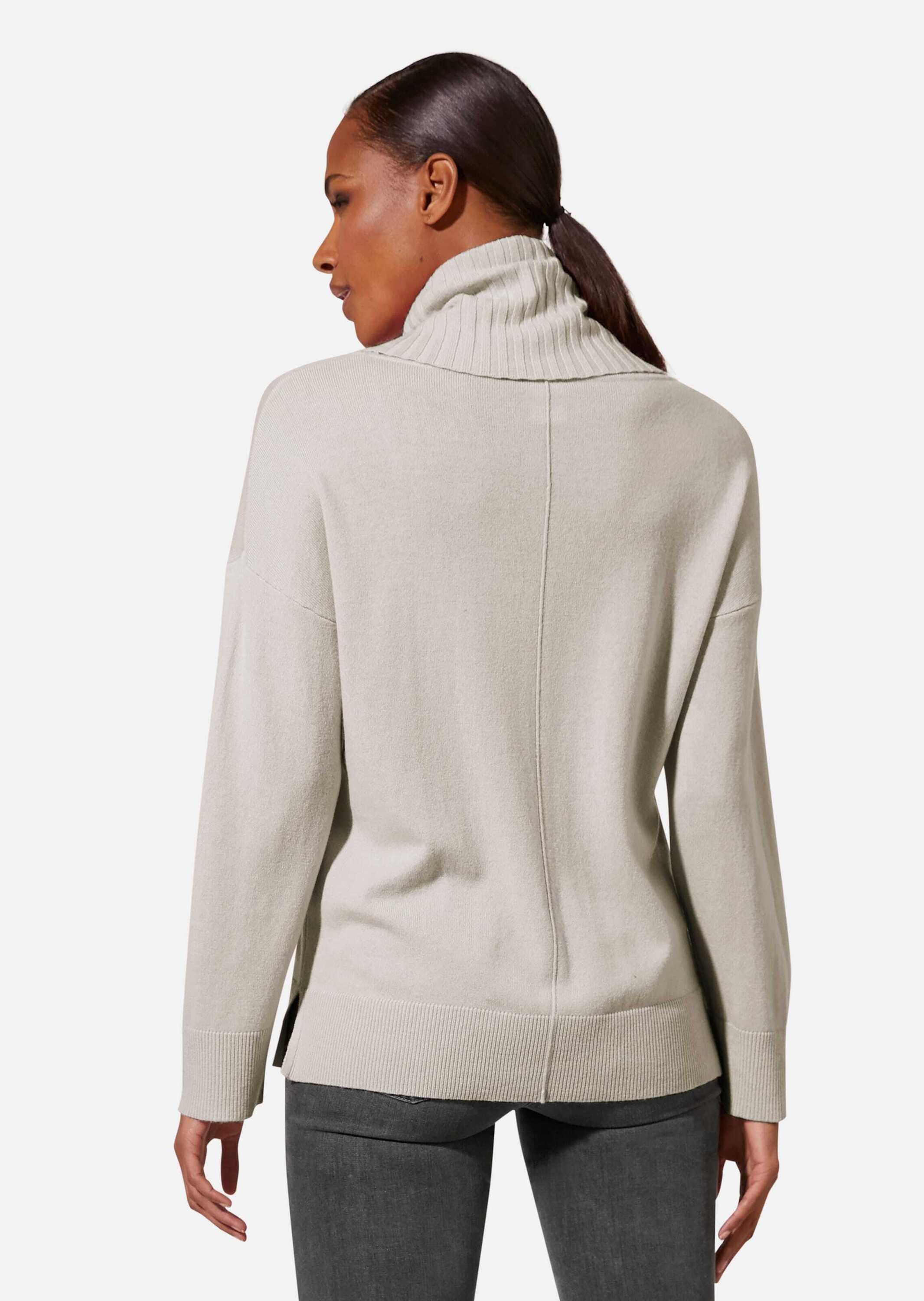 Longpullover MADELEINE "Pullover Pullover mit großem Capuchon-Kragen", Damen, Gr. 40/42, grau (hellgrau), Obermaterial: 47% Wolle WO. 38% Viskose CV. 10% Polyamid PA. 5% Kaschmir WS., Modern, Pullover Longpullover 3
