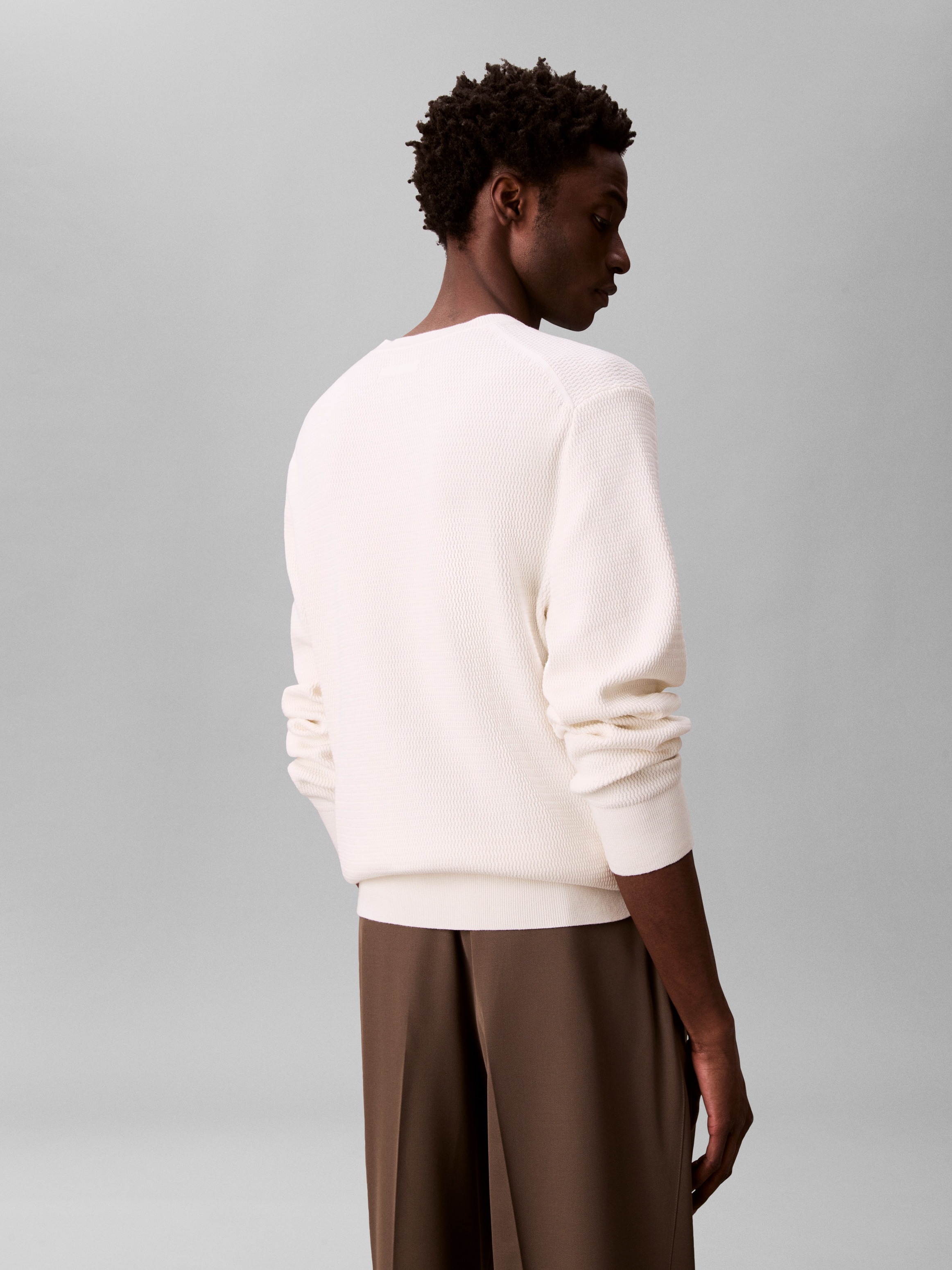 Calvin Klein Strickpullover "LS TXTR CTTN CRWNK S" Mit Rundhalsausschnitt günstig online kaufen
