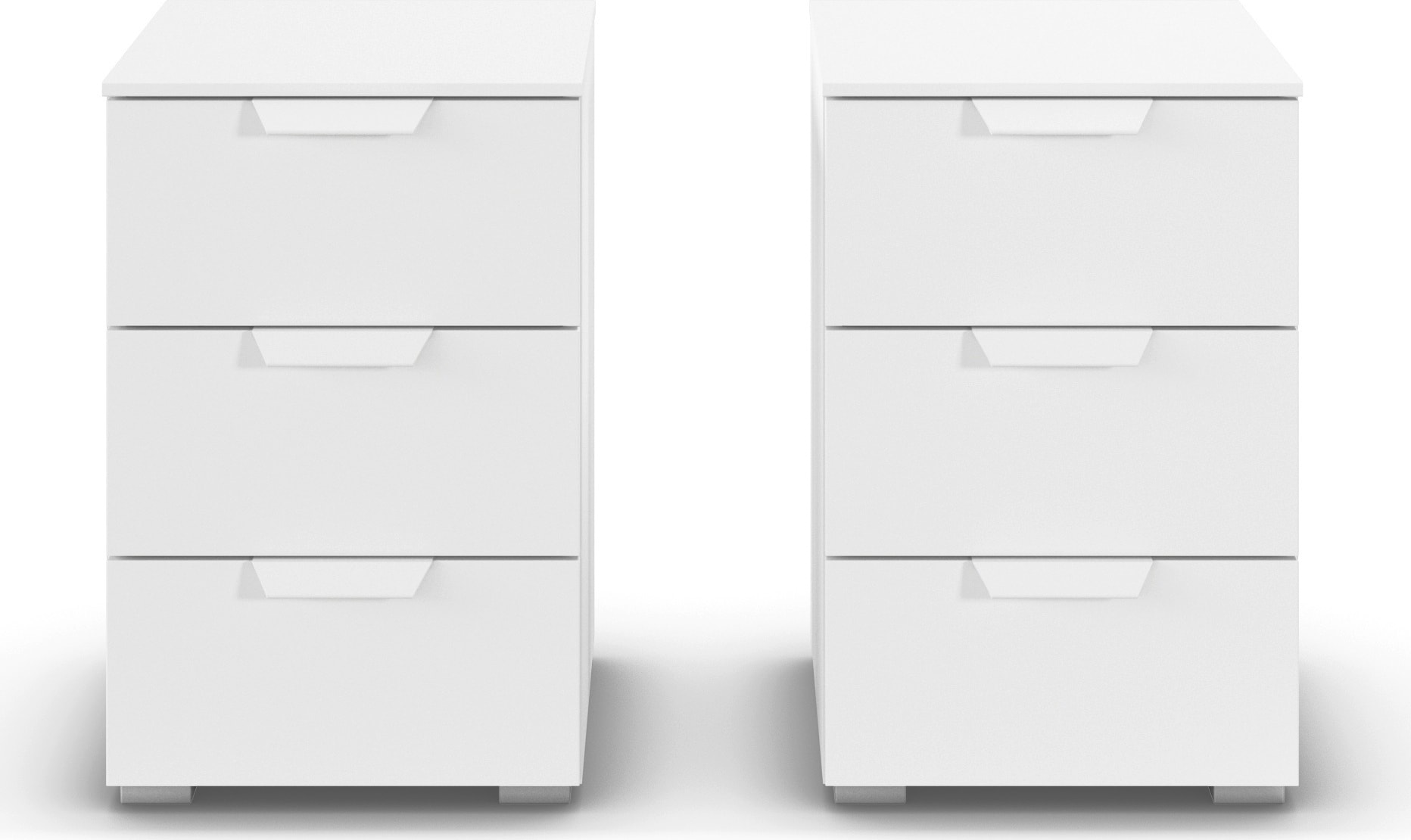 rauch Nachtkommode »Nachttisch Nachtkonsole COSTA Set mit farblich passenden Metallgriffen« in 2 Griff-Farben, Breite je 40 cm, 2 Stk. tlg. je drei geräumige Schubladen MADE IN GERMANY