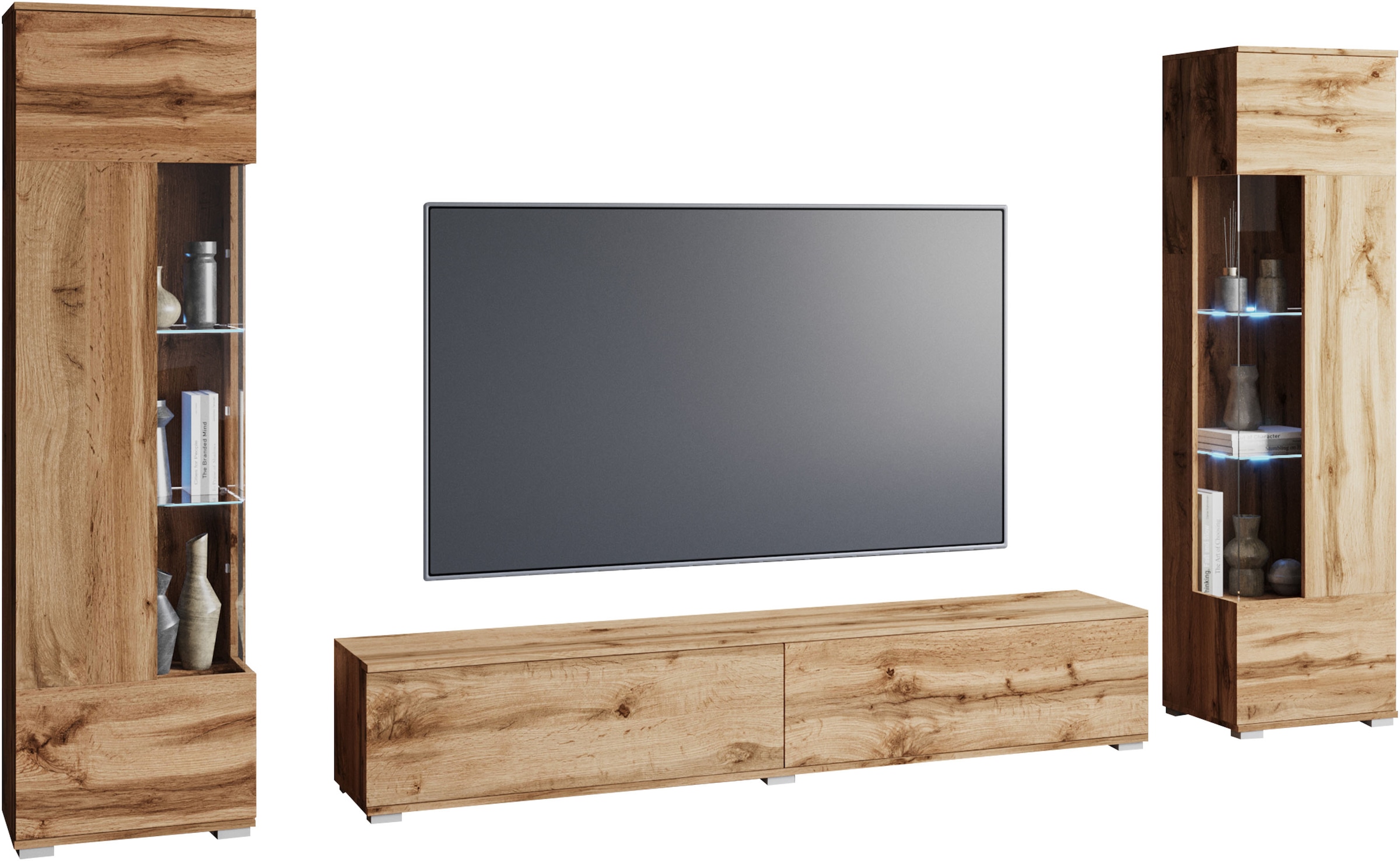 INOSIGN Wohnwand "Kenia, Vitrine Türanschlag links/rechts wechselbar", (3 S günstig online kaufen