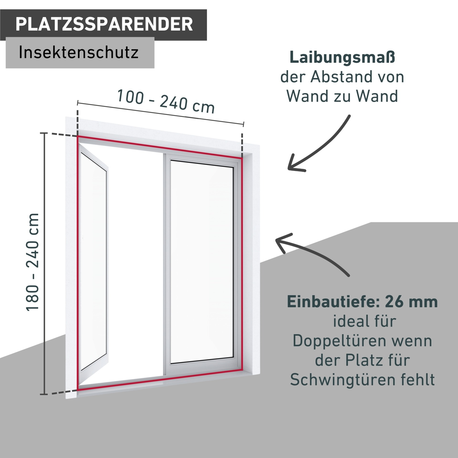 Windhager Insektenschutz-Schiebetür »Expert für Doppeltüren, Insektenschutzplissee mit Alurahmen« Fliegengitter in weiß oder anthrazit erhältlich, 240 x 240 cm