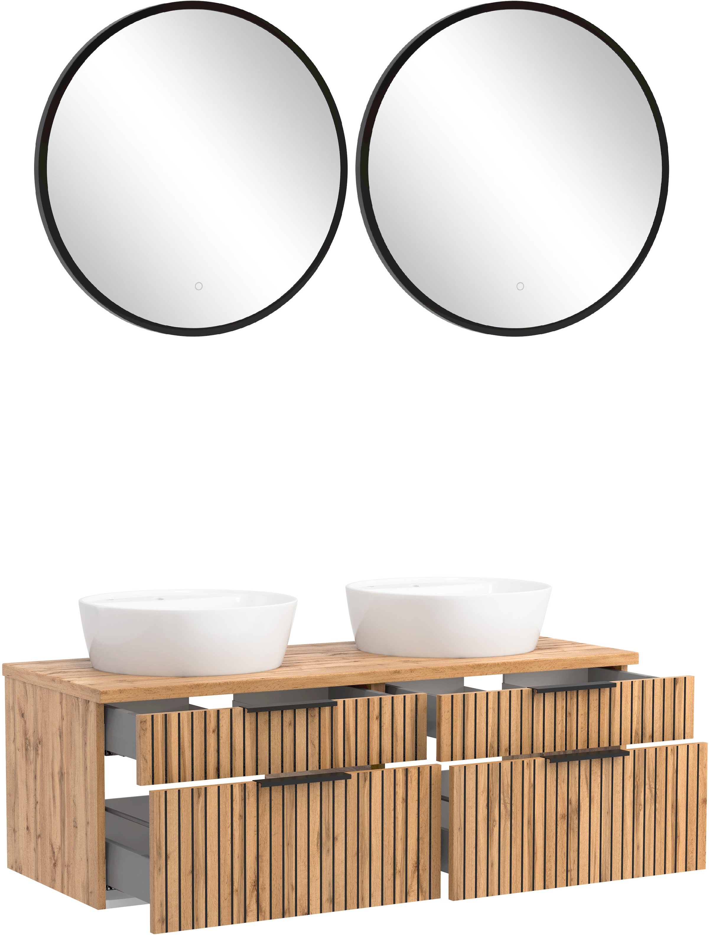 welltime Badmöbel-Set »Welltime, Carlton Waschtisch-Set, 80 oder 120 cm, gestreift«, (3 St.)
