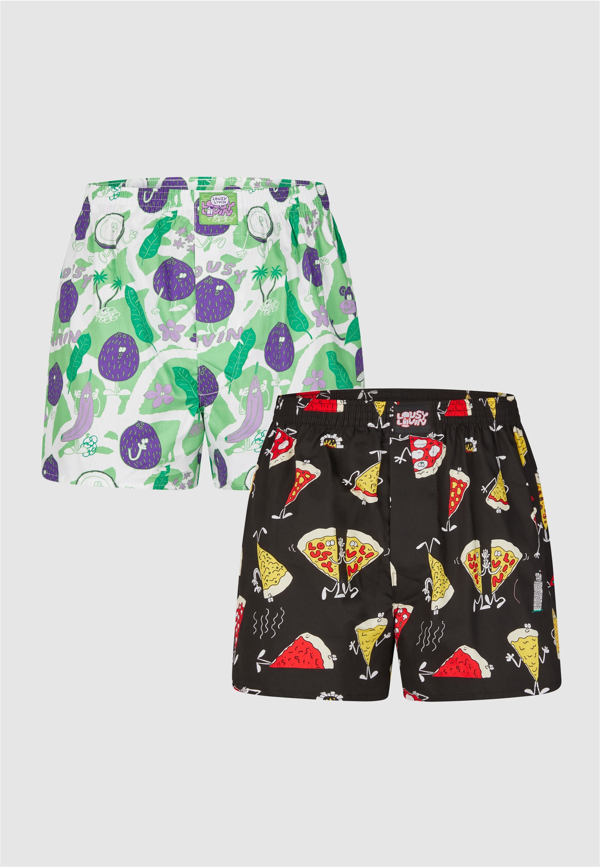 Lousy Livin Boxershorts 2-er Set Schwarz & Weiß mit All-Over-Print günstig online kaufen