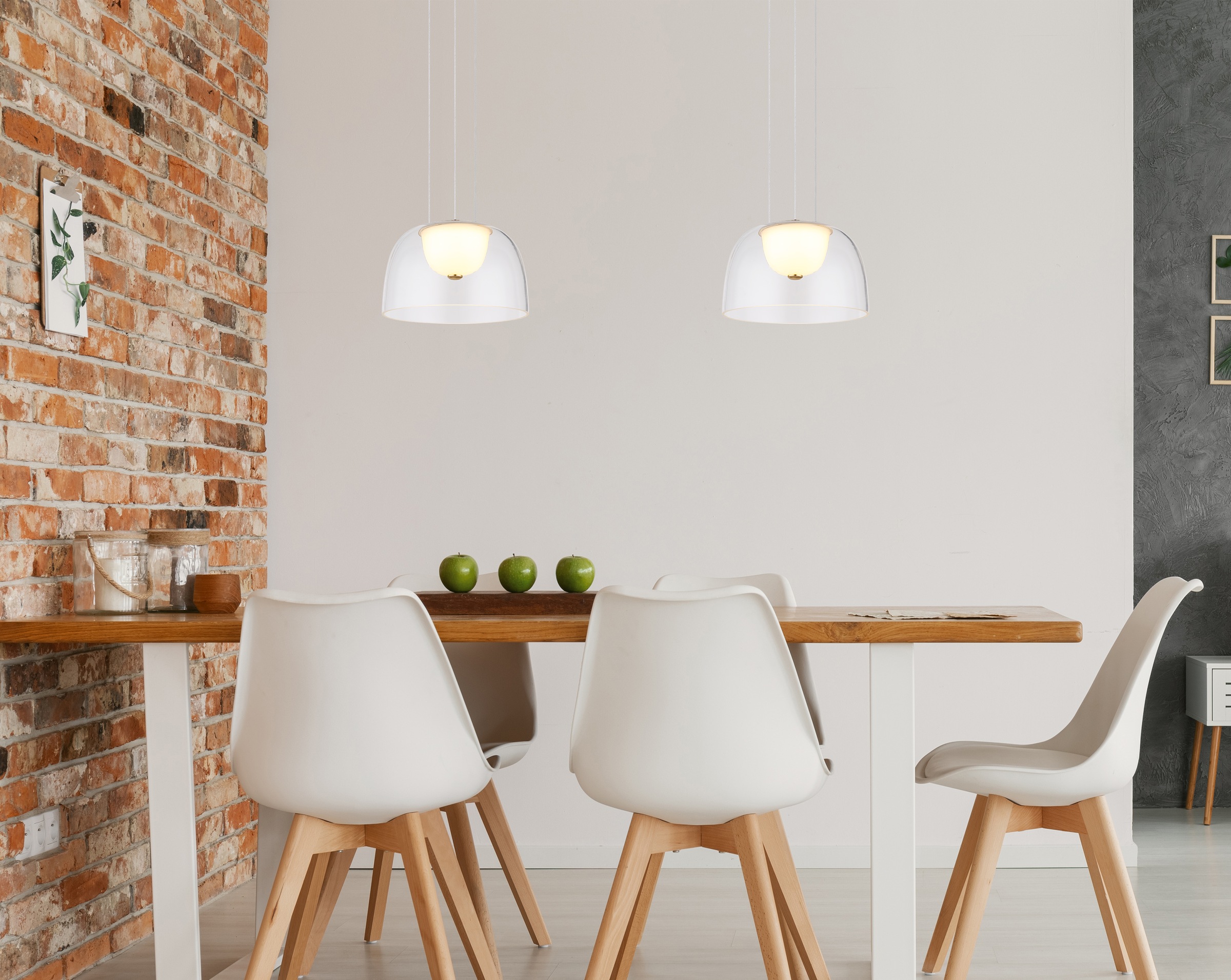 GLOBO LIGHTING Hängeleuchte »JOCKY« LED-Modul 1 Stk. Warmweiß Hängeleuchte messingfarben mit klarem satiniertem Glas, LED