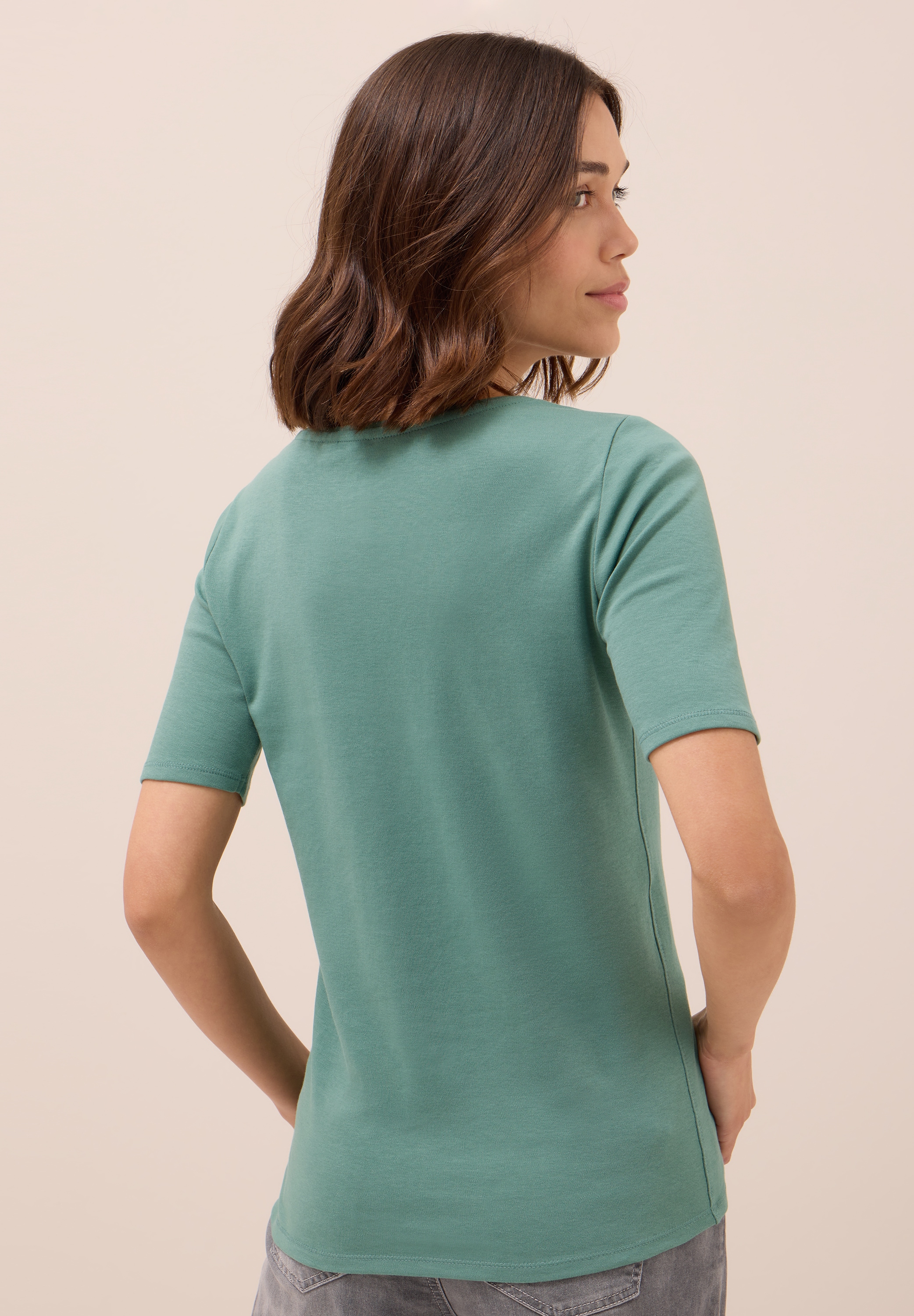 Cecil Rundhalsshirt »Style Lena«, mit Halbärmeln
