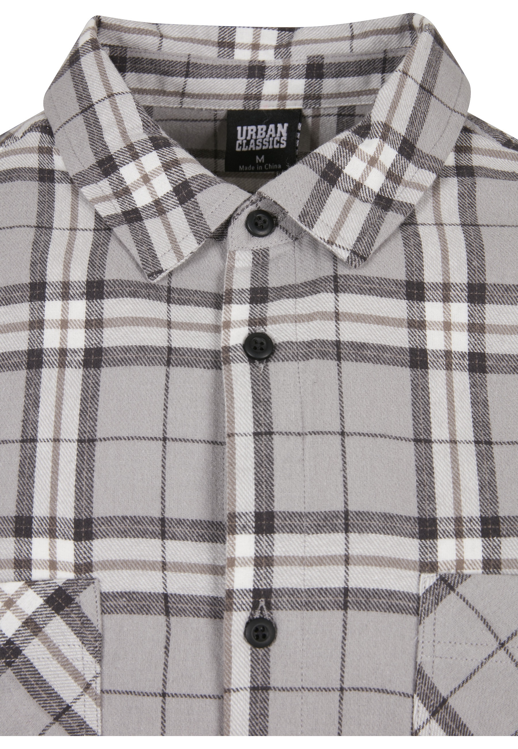 URBAN CLASSICS Kurzarmshirt »Urban Classics Herren Long Oversized Grey Check Shirt« 1 Stk.