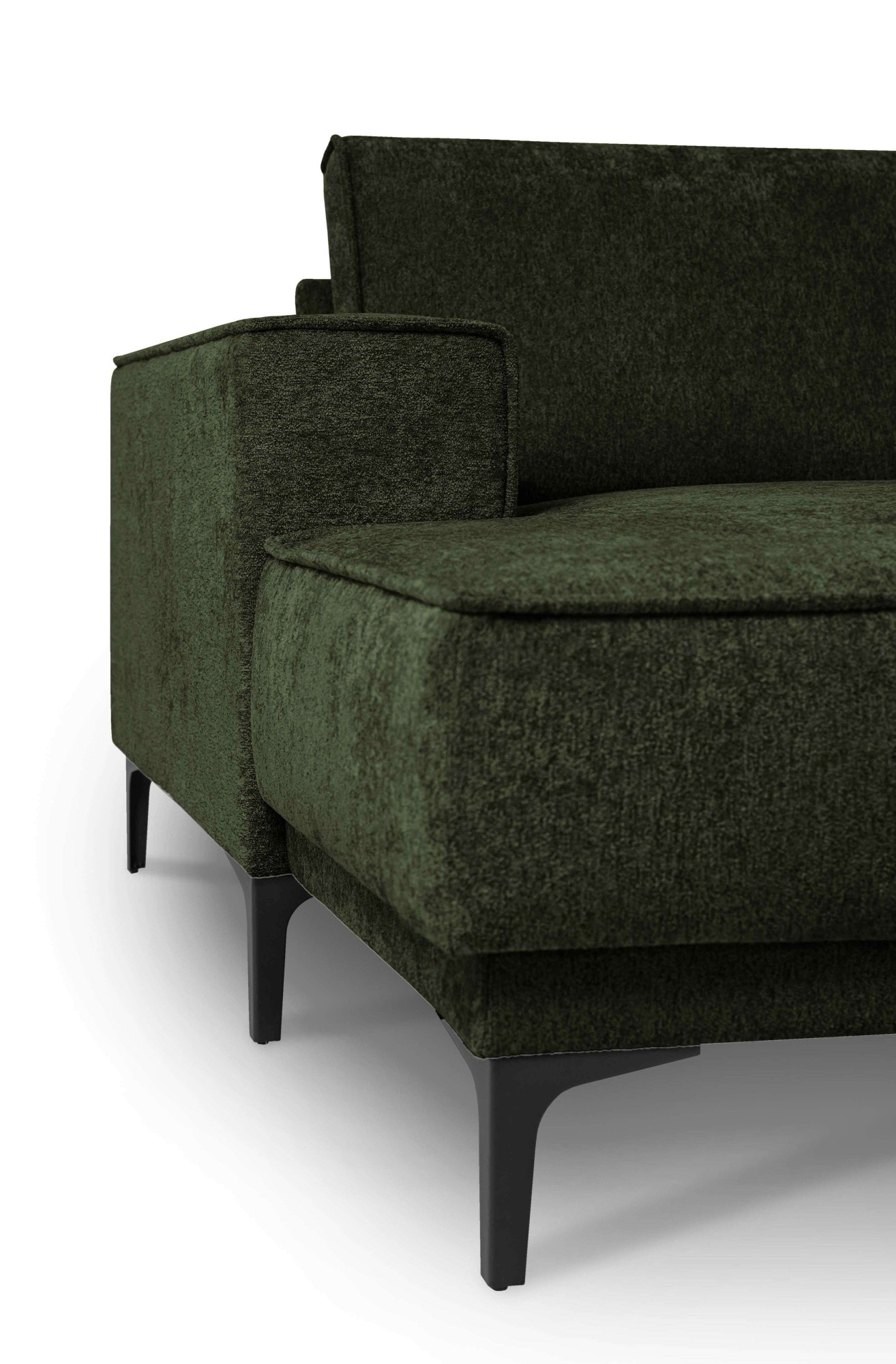 Places of Style Wohnlandschaft »XXL Sofa Oland, Struktur, Flachgewebe, Luxus-Microfaser, Boucle«, U-Form, 345 cm, Wellenunterfederung, Skandi-Design, Metallfüße