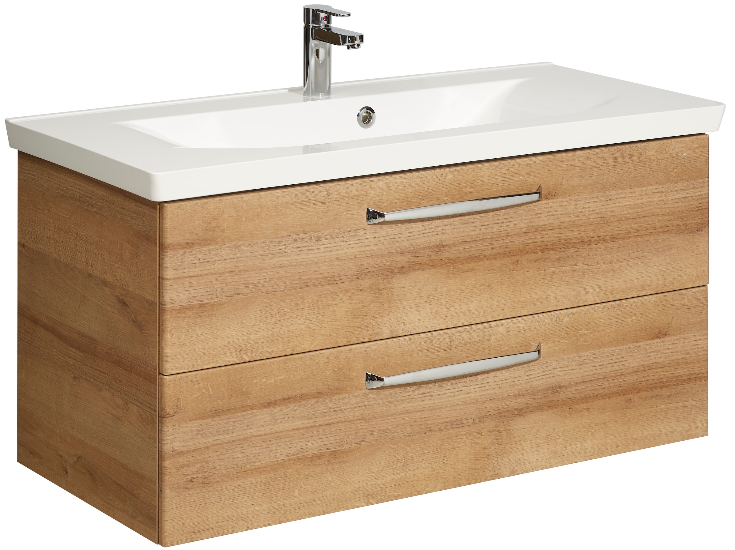 Saphir Badmöbel-Set »Trentino 2-tlg Mineralmarmor-Waschtisch, Spiegelschrank mit LED-Profil«, (3 St.), Badmöbel-Set 110cm breit, inkl. Türdämpfer, 3 Türen, 2 Auszügen