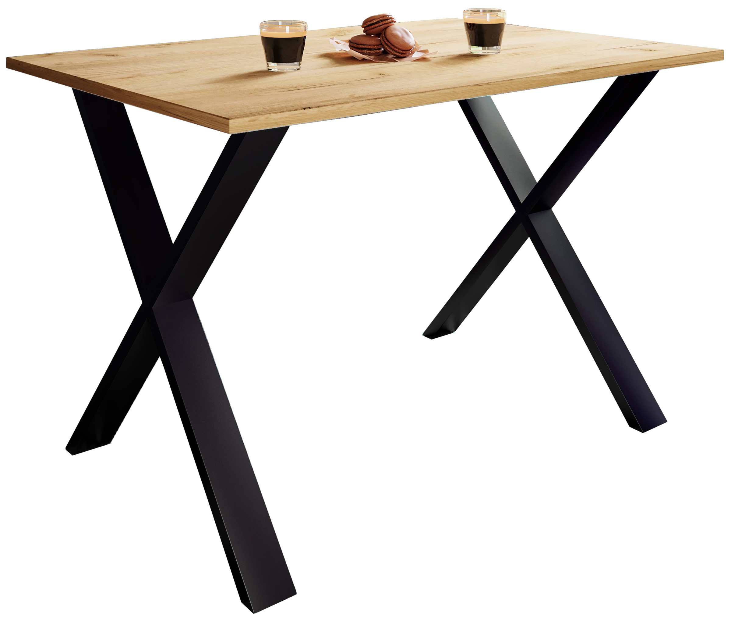 Esstisch VCM "Premium Holz Esstisch Küchentisch Xona X", braun (schwarz, honig, eiche), B:110cm T:50cm, Tische, Esstisch