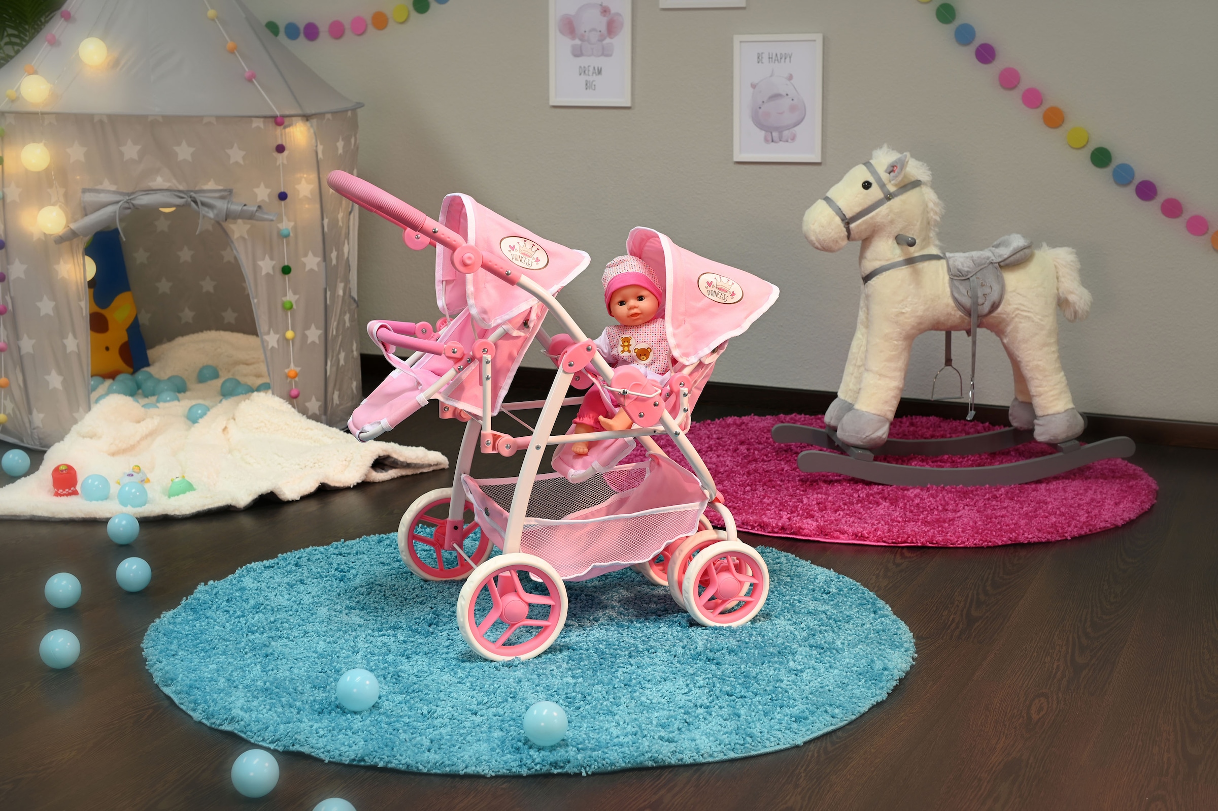 Knorrtoys® Puppen-Zwillingsbuggy »Milo - Princess White Rose«