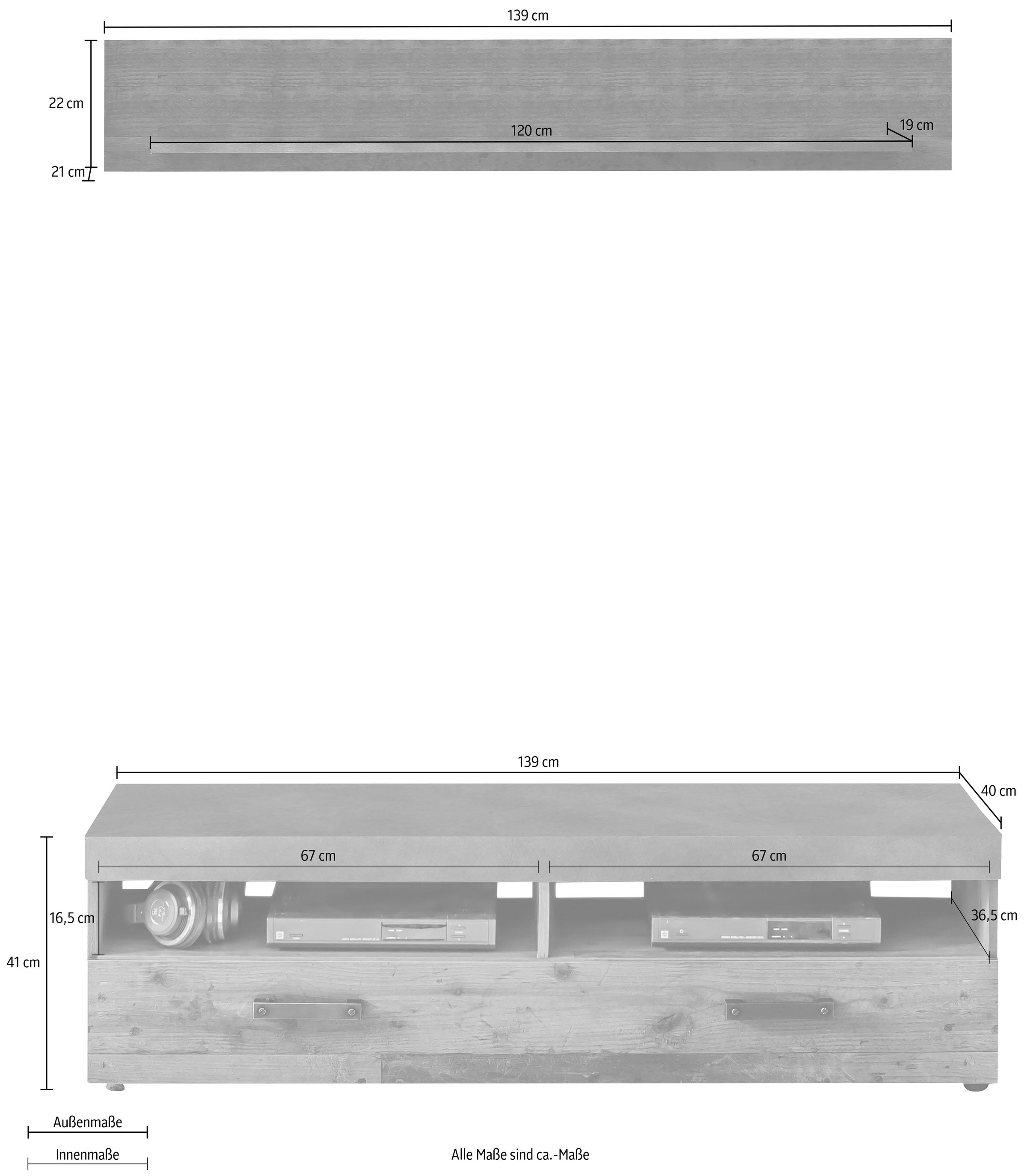 INOSIGN Wohnwand »Ilana«, TV-Unterteil mit Wandboard im modernen Industrial Style