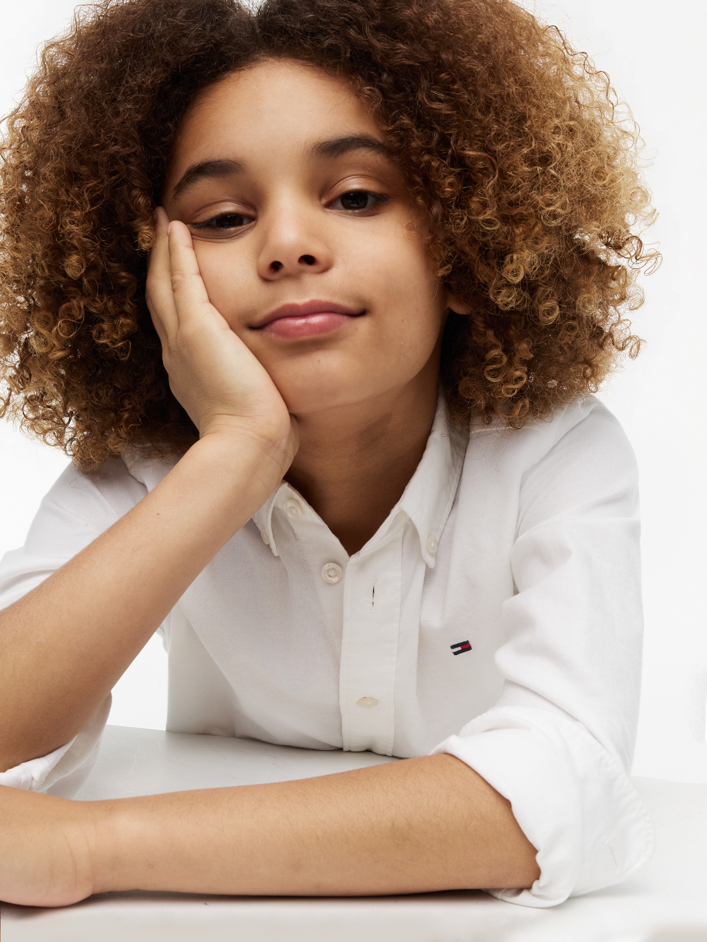 Tommy Hilfiger Langarmhemd »FLAG OXFORD SHIRT« Kinder bis 16 Jahre mit Button-Down-Kragen