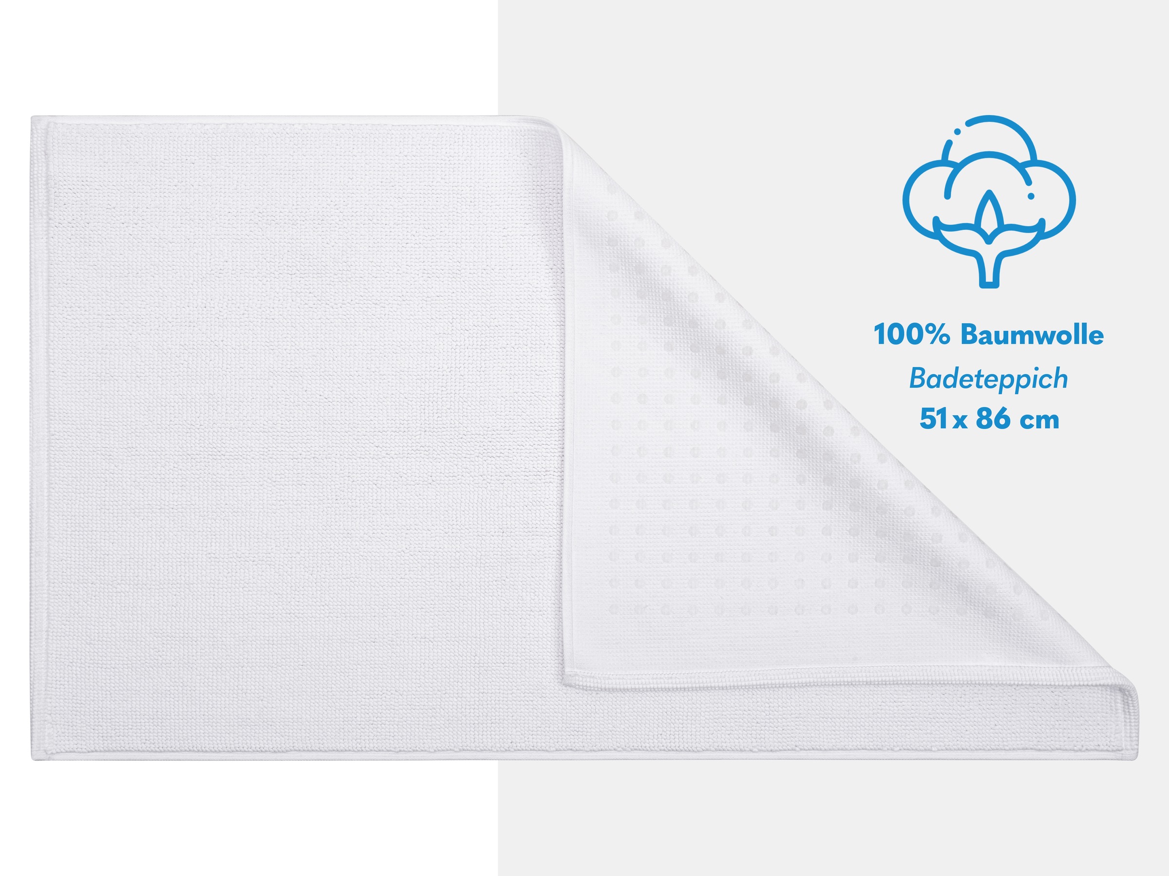 Thumbnail - HAMMETEX Badematte "rutschfeste Badvorleger" Höhe 7,5 mm rutschhemmend beschichtet strapazierfähig einfarbig, 100% Baumw...