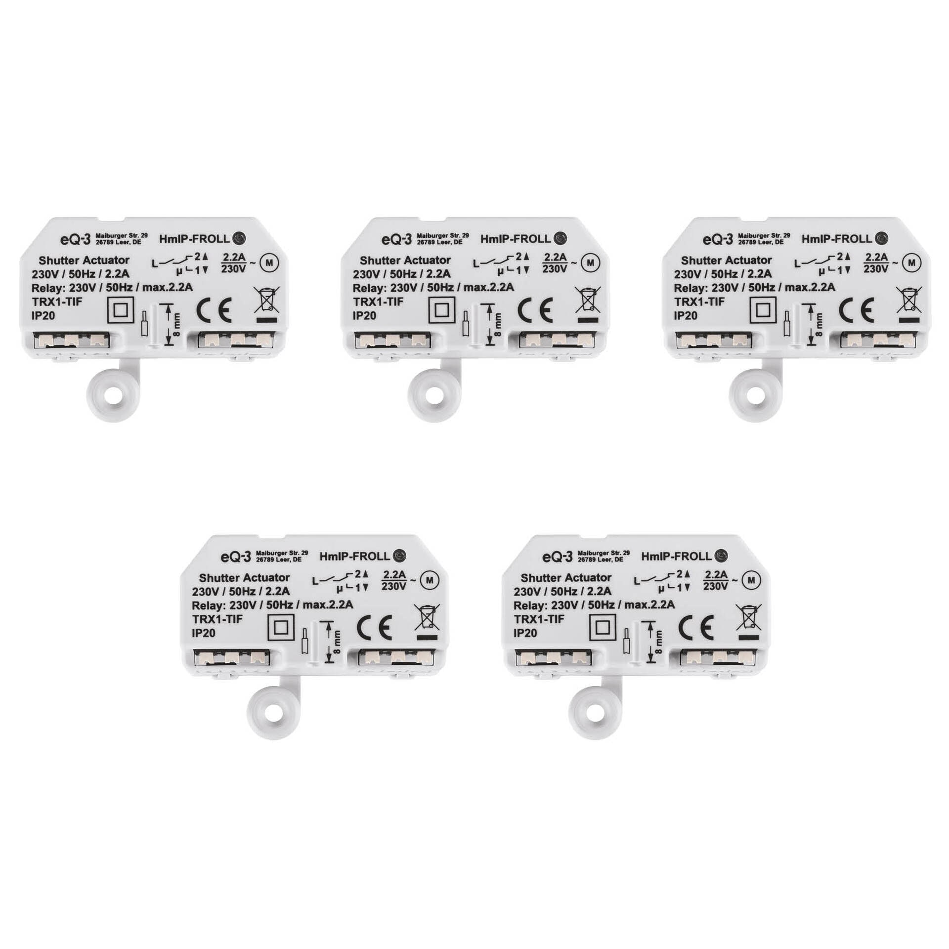 HOMEMATIC IP Smart-Home-Zubehör "Bundle 5x Rollladenaktor Unterputz", B:19,5cm H:10,5cm T:29,5cm, weiß, Smart-Home-Stationen