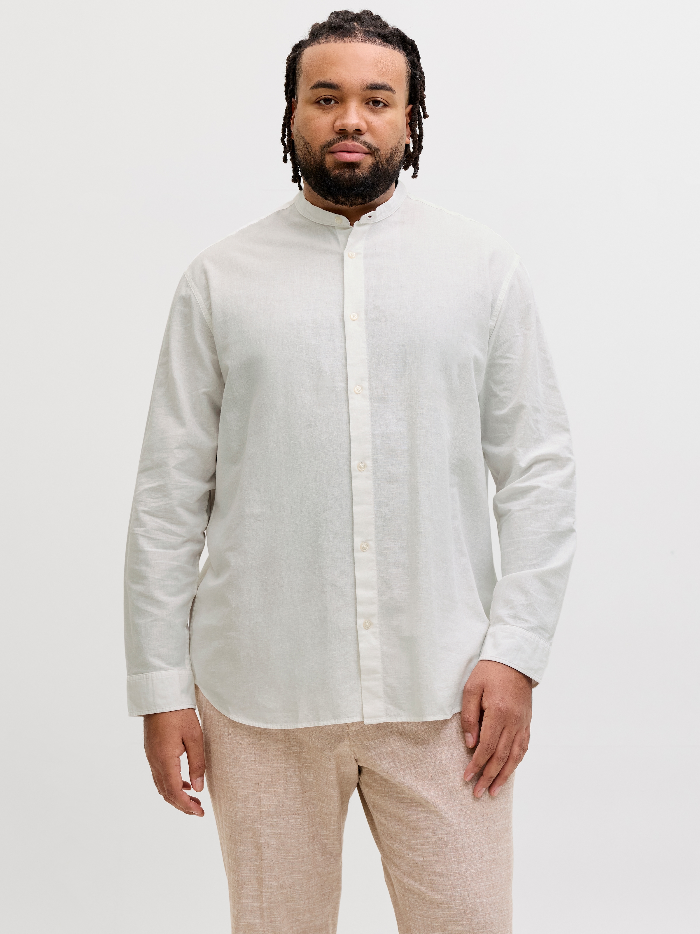Jack & Jones PlusSize Langarmhemd "JJEBREEZE LINEN BLEND BAND SHIRT L PLS" günstig online kaufen