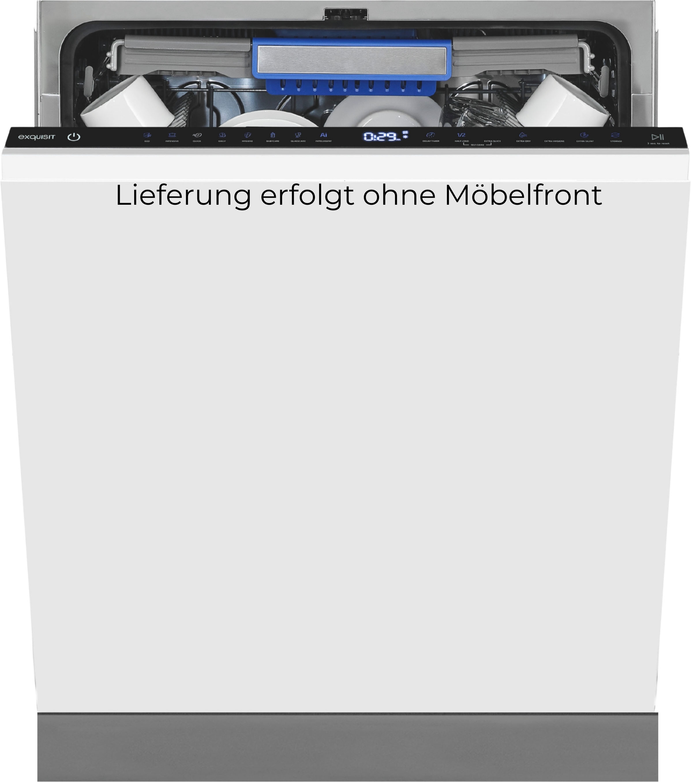 exquisit vollintegrierbarer Geschirrspüler 9616 "EGSP9616-E-450B schwarz" 10,9 l 16 tlg. Maßgedecke 16 Maßgedecke & flüsterleise 42 dB – stark und angenehm ruhig