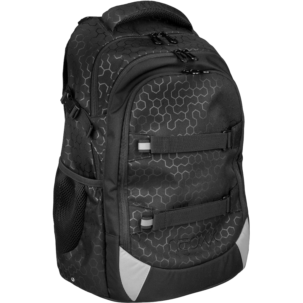 neoxx Schulrucksack »Active, Lost in black«, reflektierende Details