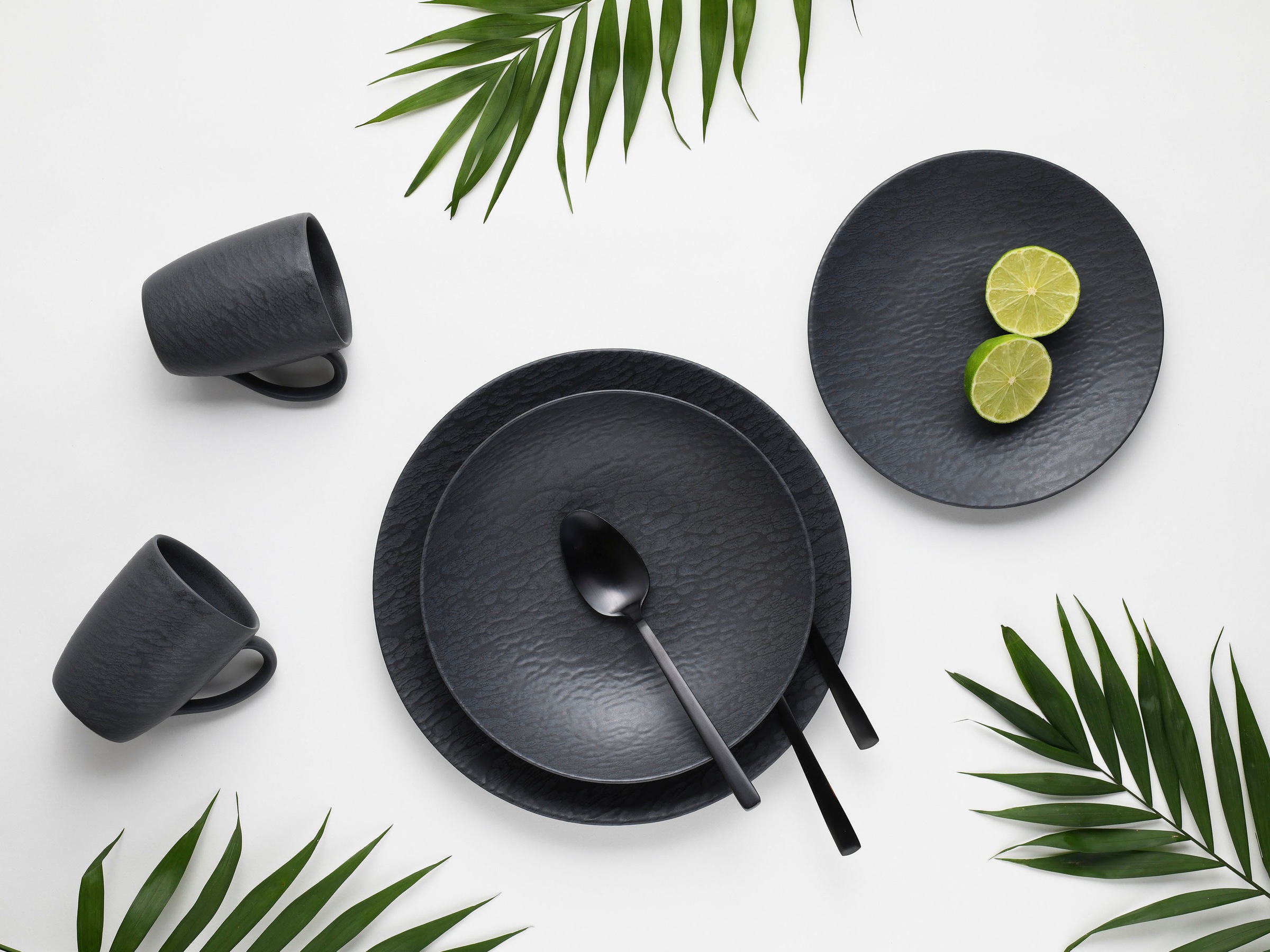 CreaTable Kombiservice »Schiefer Black«, (Set, 16 tlg.), robuste, kratzfeste, seidenmatte Glasur