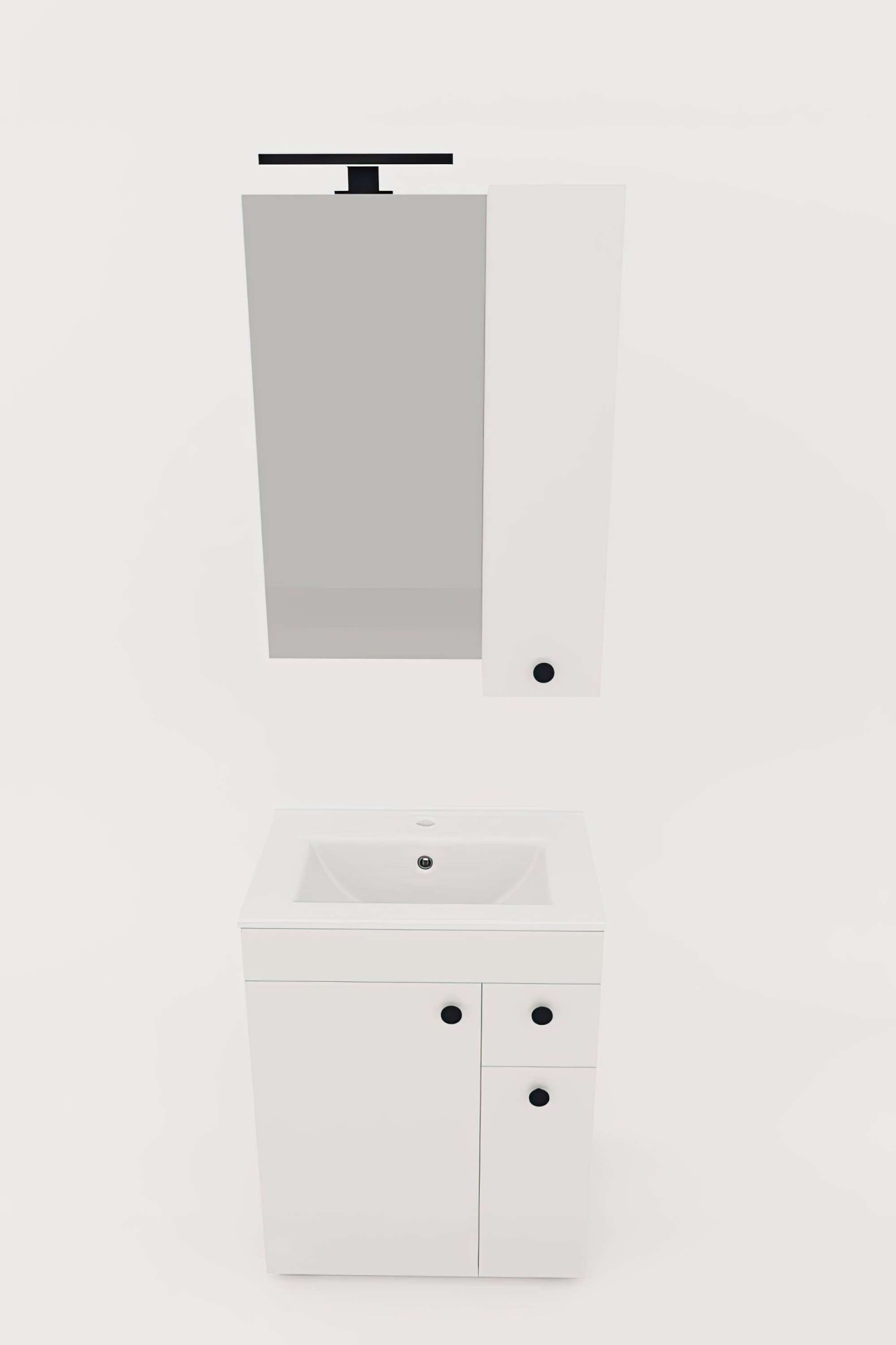 welltime Badmöbel-Set »Badmöbel-Set Braga, Schrank mit Waschbecken, Hängeschrank und Spiegel«, WBU mit Wachbecken und Hängeschrank inkl. LED-Beleuchtung, Spiegel