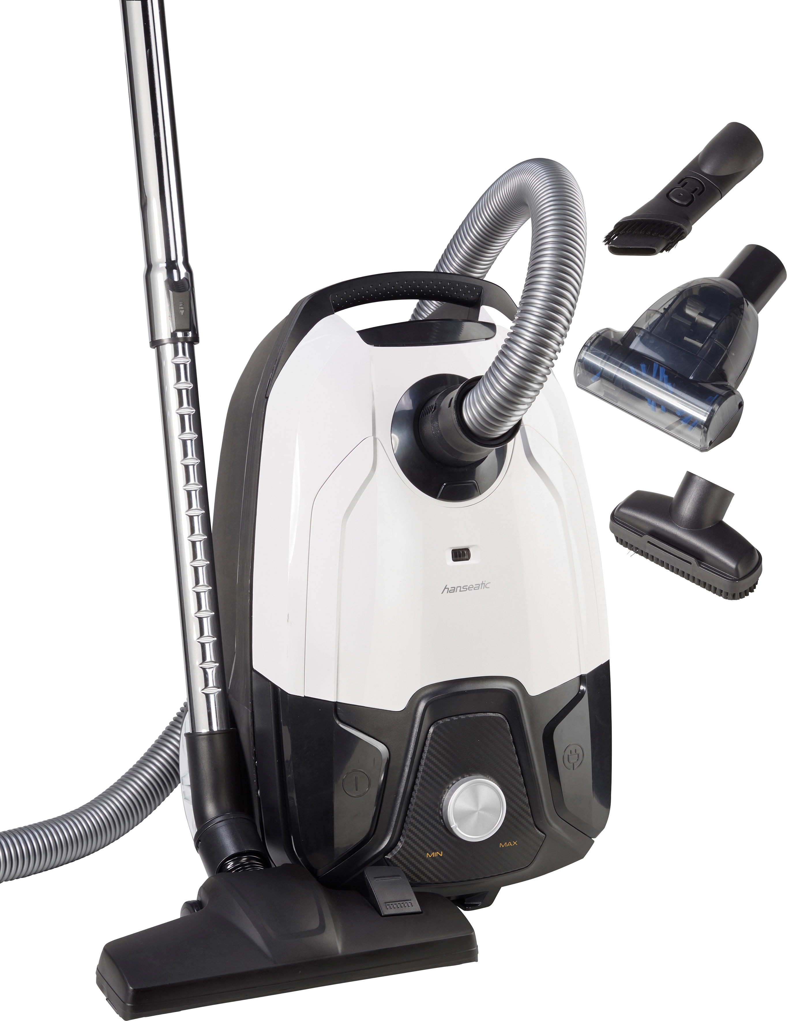 Thumbnail - Hanseatic Bodenstaubsauger "HVBA8008SKC Carbon Optik, Platzsparend verstaubar, Unter 75dB" 800 W mit Beutel 800 W Leistu...